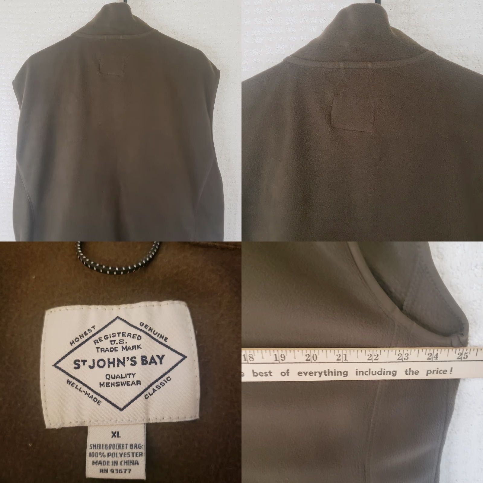 Vintage St. John's Bay Vest Mens XL Outerwear Brown/Green Fleece Full Zip Outdoor Solid Jacket/Coat Size US XL / EU 56 / 4 - 8 Thumbnail