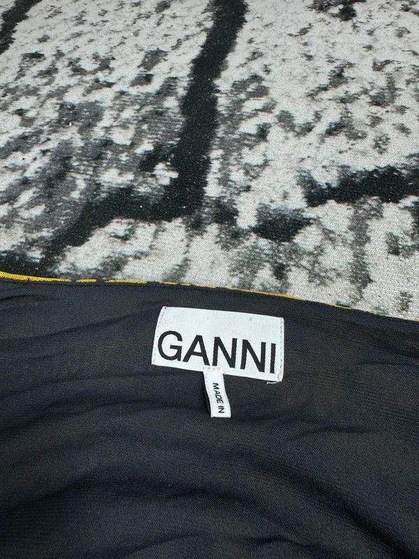 Ganni Ganni dress long new yellow black flowers sunflowers 40 Size L / US 10 / IT 46 - 4 Thumbnail
