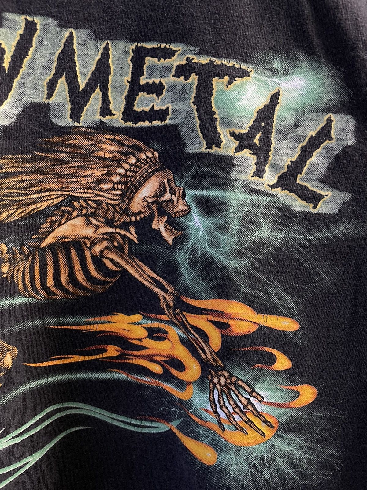 Vintage RARE 90’s Heavy Metal Skull Fire T-Shirt Lightning Punk Size US L / EU 52-54 / 3 - 6 Thumbnail