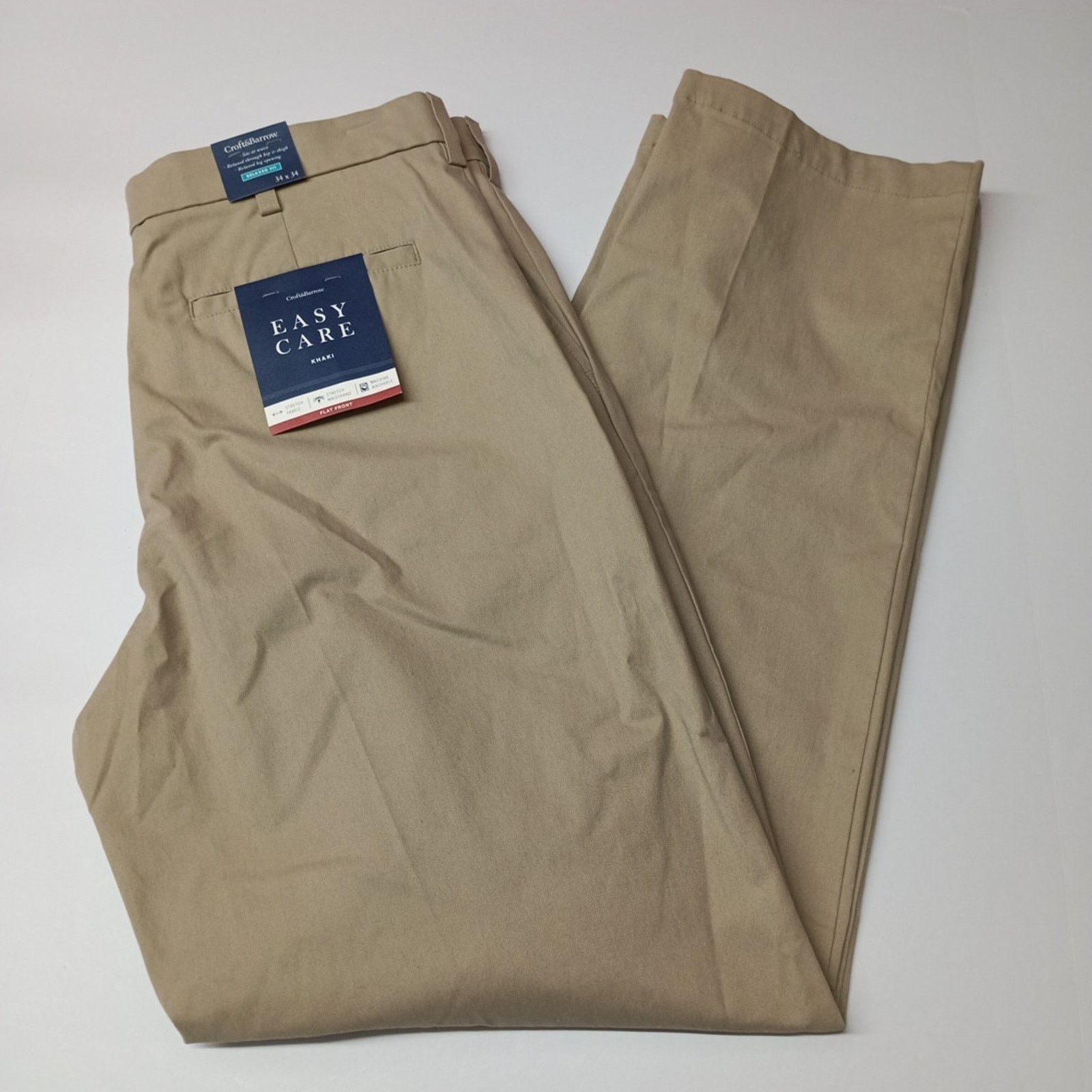 Croft & Barrow Croft & Barrow Khakis Mens Size 34x34 Flat Front Tan Stretch Size US 34 / EU 50 - 1 Thumbnail