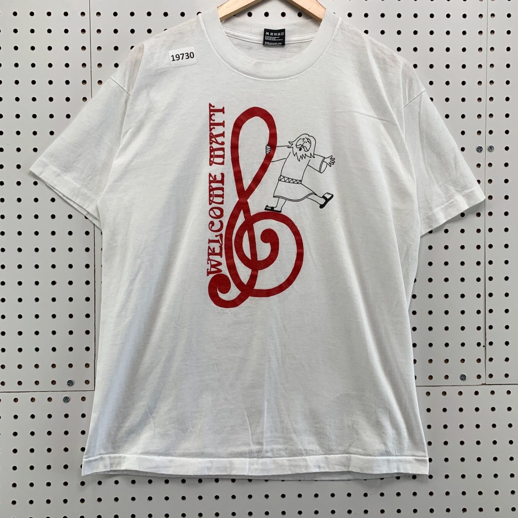 Fruit Of The Loom VINTAGE Welcome Matt Treble Clef Shirt Mens L White 90s Cotton Tee, Fruit of the Loom T-Shirt, Crew Neck, Short Sleeve, 20.5x27.5 Size US L / EU 52-54 / 3 - 5 Thumbnail