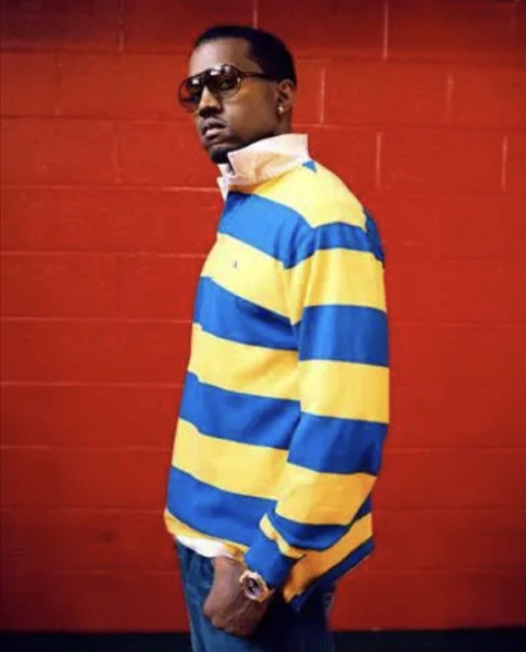 Vntg Polo Ralph Lauren Striped Long Sleeve Rugby Kanye West