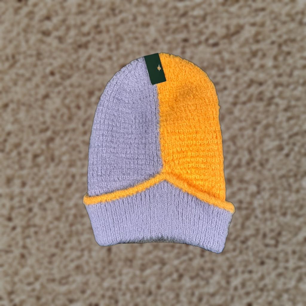 Vintage Wild Fable Beanie Women One Size Yellow Purple Knit Polyester Nylon Blend NEW Size ONE SIZE - 1 Thumbnail