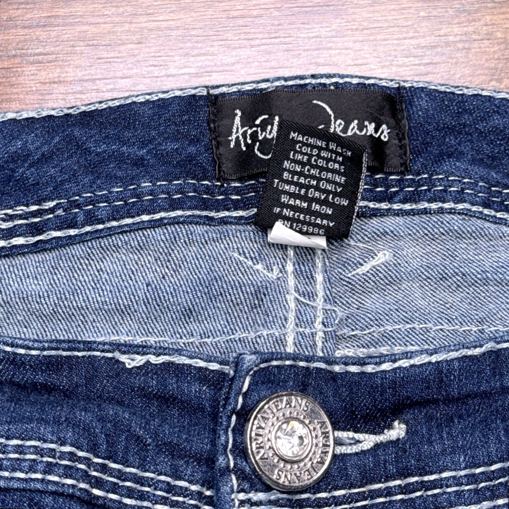 Vintage Ariya Jeans Jeans Distressed Sequin Mid Rise Stretch 5-Pocket Denim 34 (Juniors) Blue Womens Boys, Girls? Size 34" / US 12 / IT 48 - 5 Thumbnail