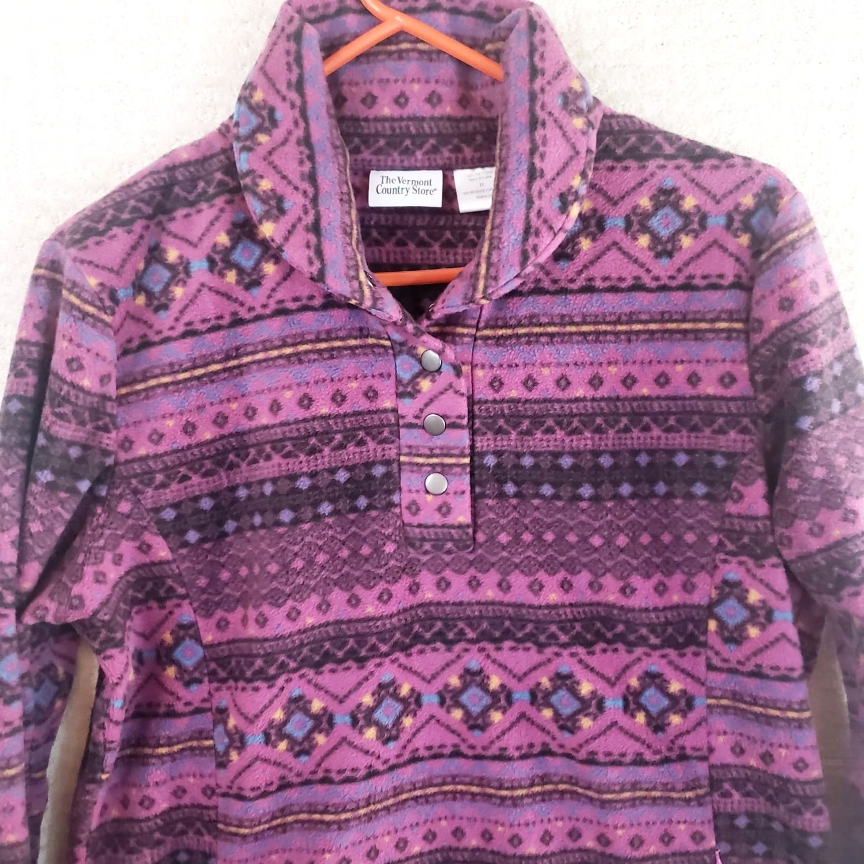 Vintage The Vermont Country Store Women M Purple Nordic 1/4 Snap Fleece Jacket Sweater Size M / US 6-8 / IT 42-44 - 2 Thumbnail