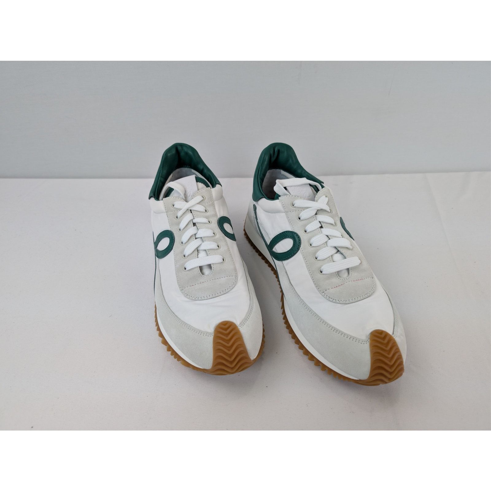 Loewe o1rshd1 Nylon Suede Flow Runner Sneakers in White/Dark Green Size US 10 / EU 43 - 6 Thumbnail
