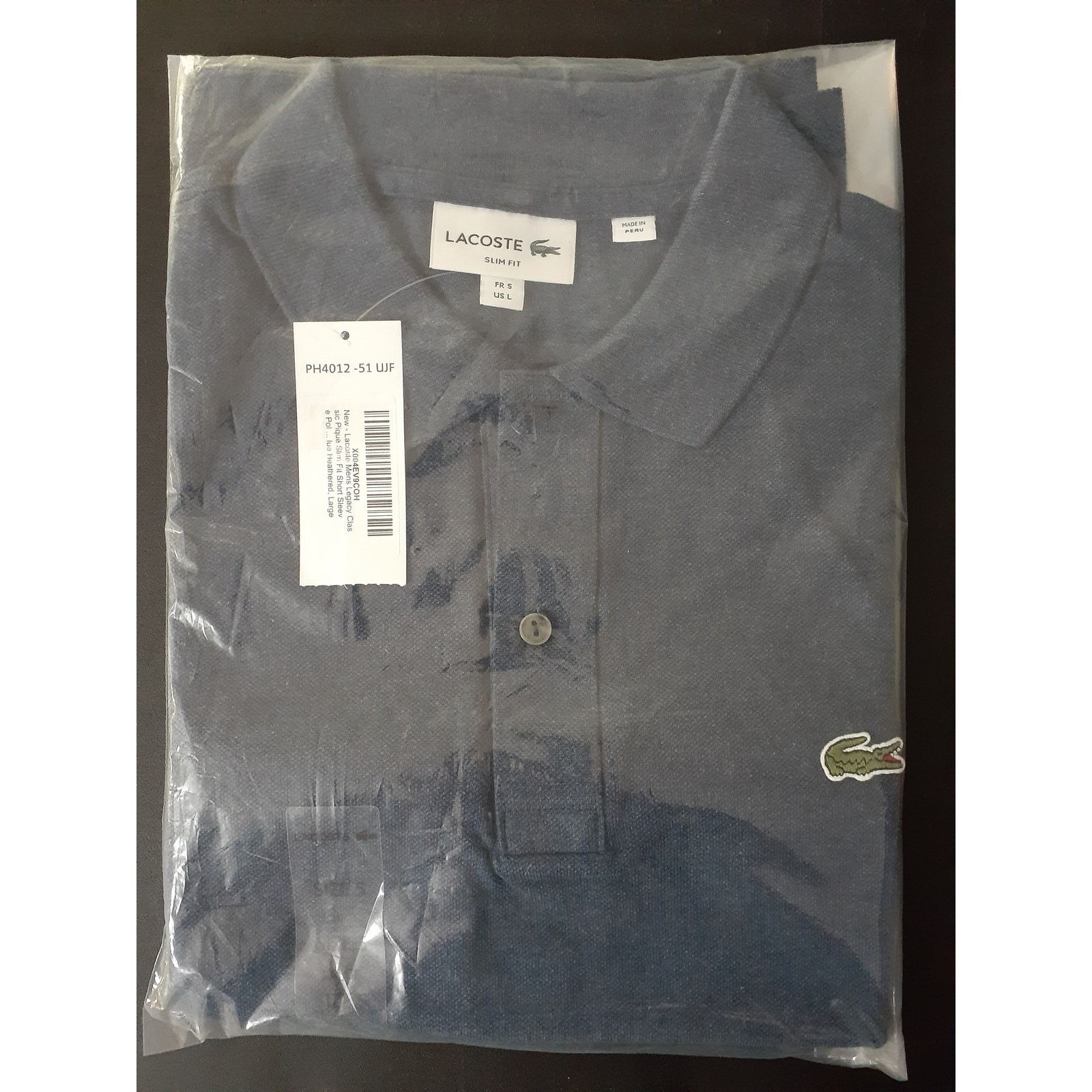 Lacoste Lacoste Mens Classic Pique Slim Fit Polo Blue Heathered L Size US L / EU 52-54 / 3 - 2 Thumbnail