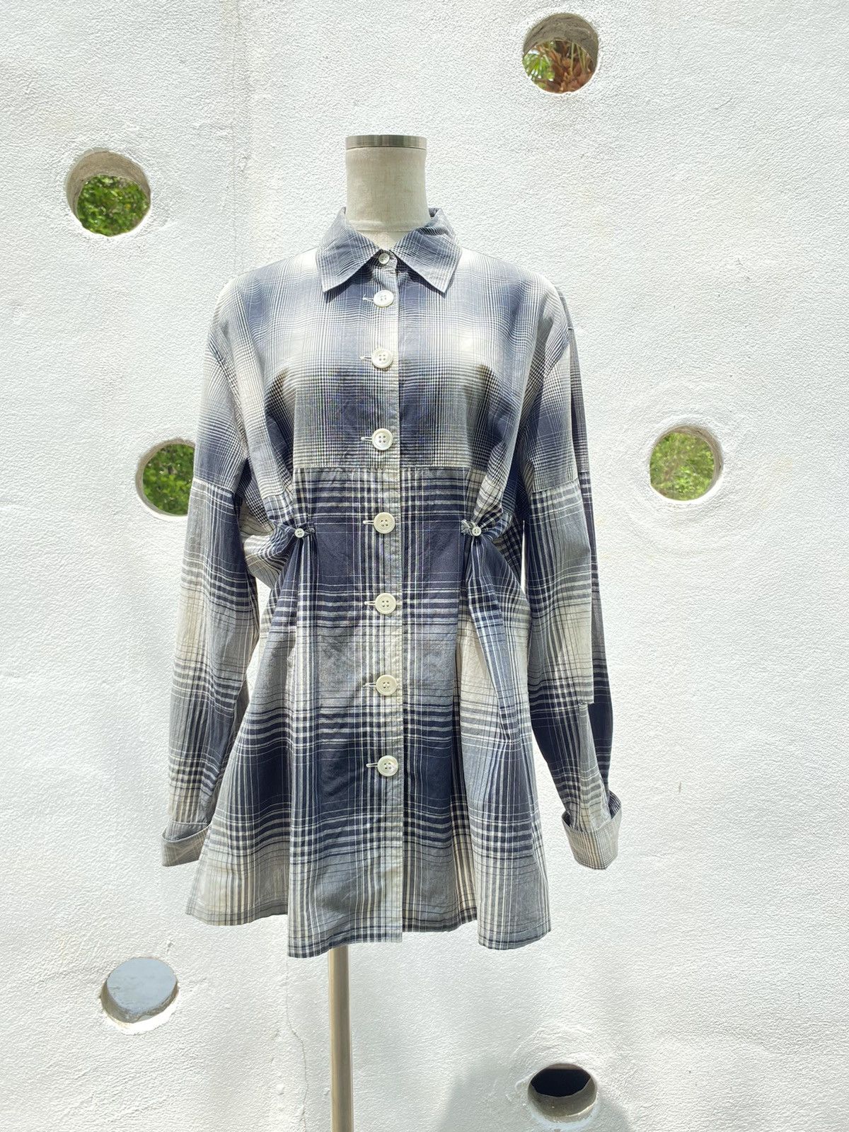 A.O. CMS × Japanese Brand A.O. O.A. Long Sleeve Black & White Plaid Shirt Dress Size L / US 10 / IT 46 - 19 Thumbnail
