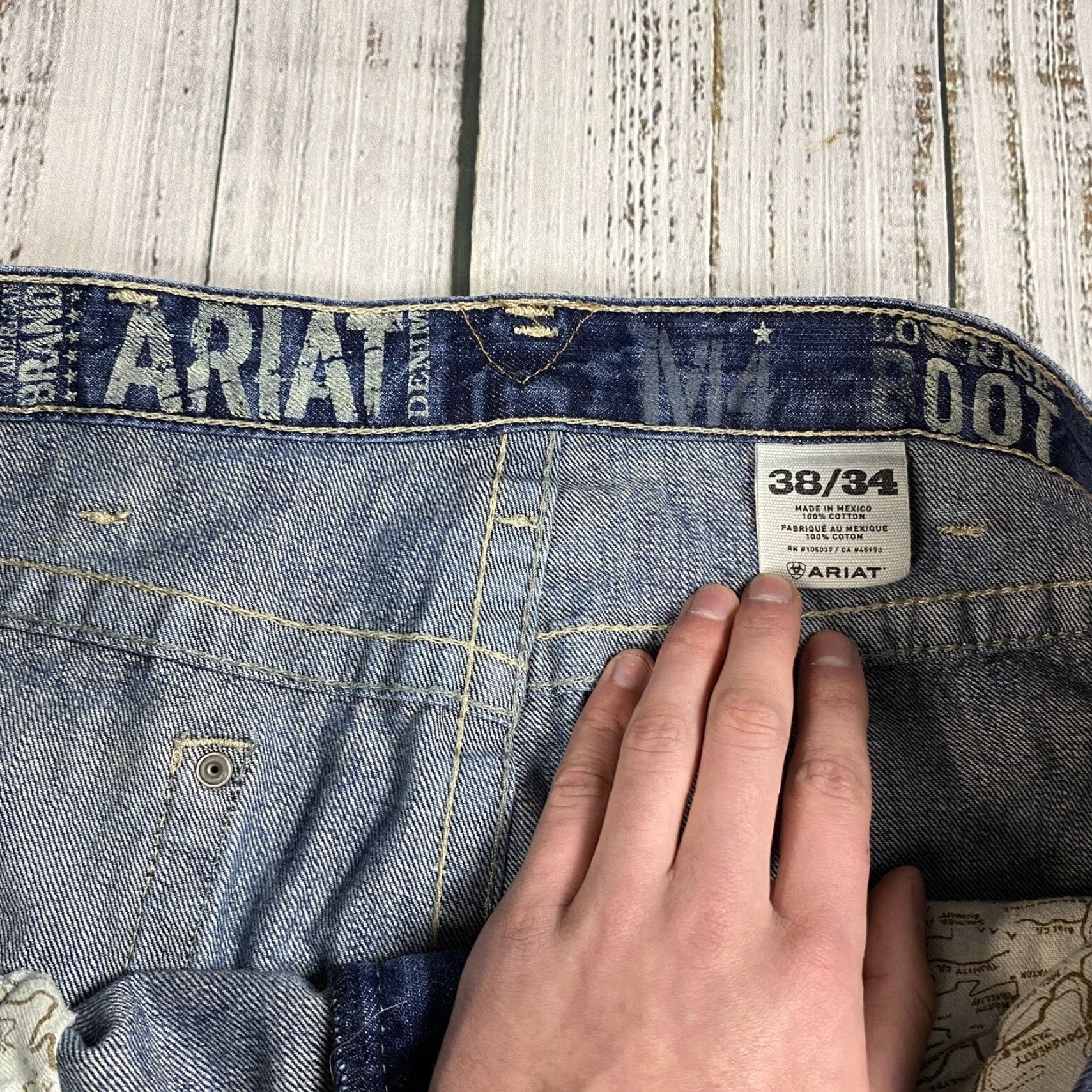 Ariat ARIAT M4 BACKLASH Low Rise Boot Cut Jeans Denim Western 38x34 Mens Blue Dark Wash Size US 38 / EU 54 - 4 Thumbnail