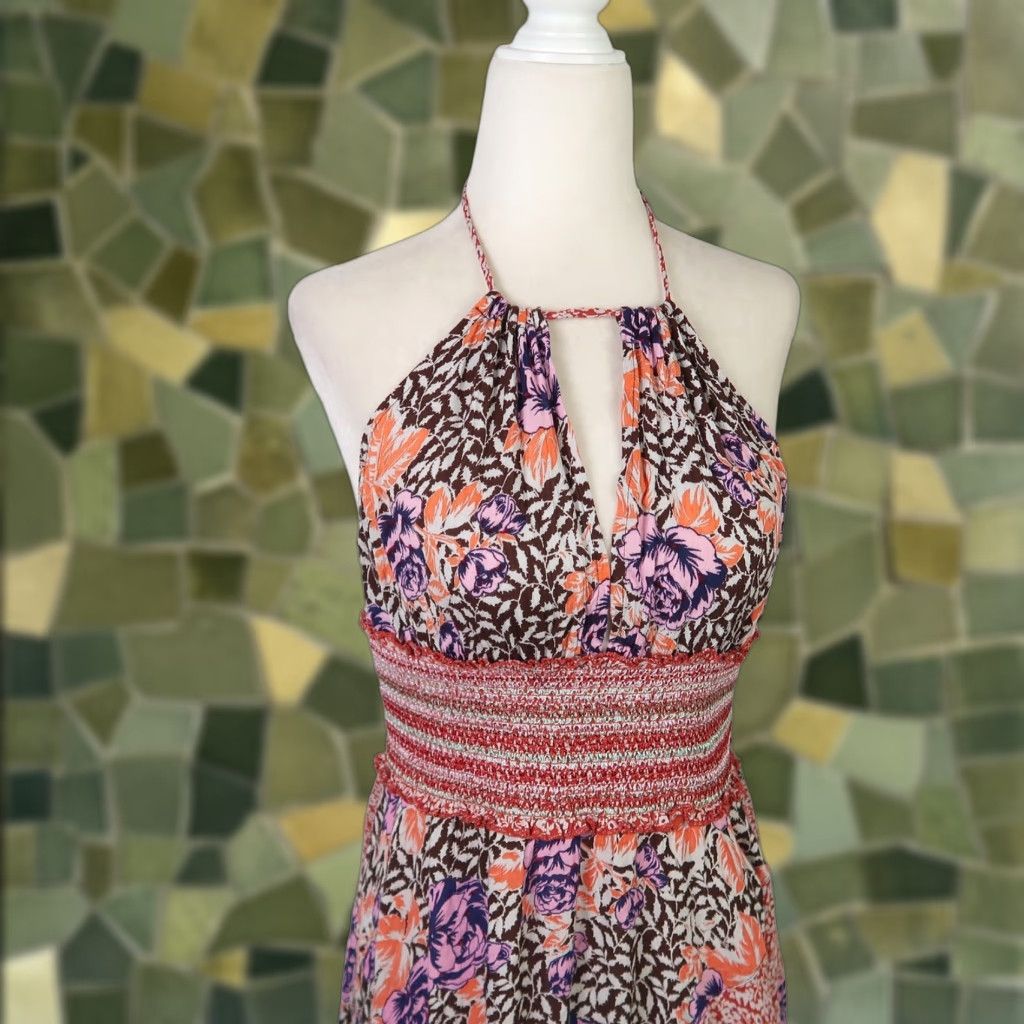 Free People Free People Intimately Halter Midi Dress Women's Orange Floral Sleeveless Sundress M Size M / US 6-8 / IT 42-44 - 1 Thumbnail