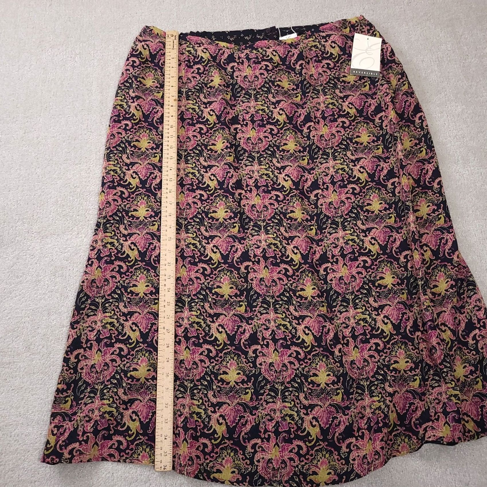 Liz Claiborne Emma James Liz Claiborne Maxi Skirt Reversible 22W Plus Slit Floral Geo Womens Skirt Midi 90s Vintage? Size 40" / US 18 - 6 Thumbnail
