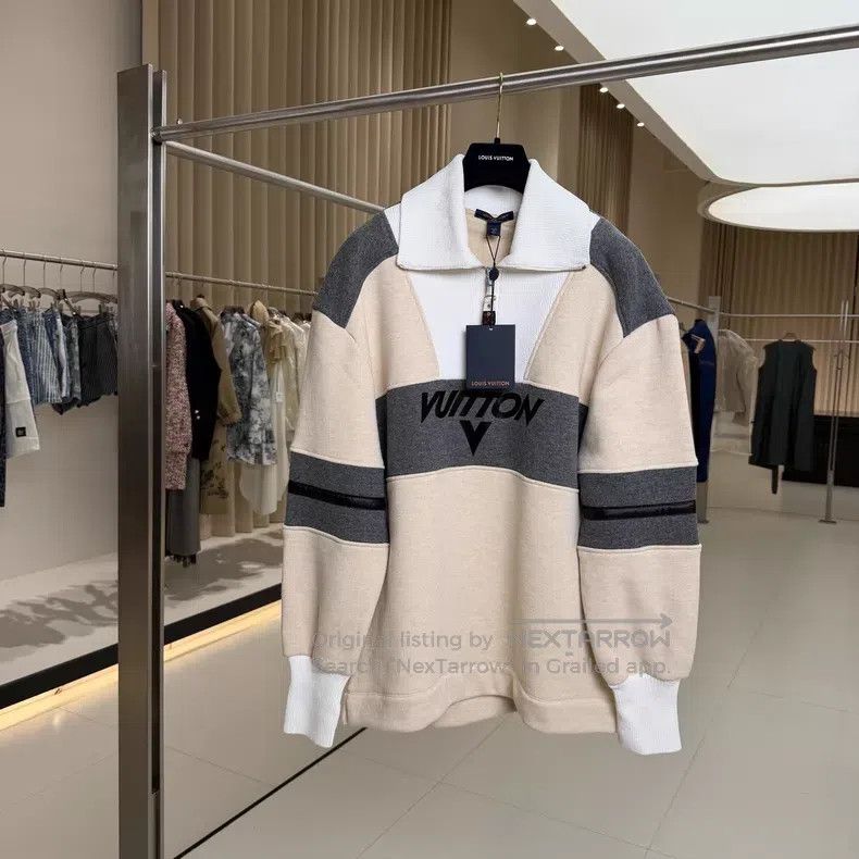 Louis Vuitton Louis Vuitton 25 khaki patchwork grey cashmere lapel sweat Size US L / EU 52-54 / 3 - 1 Thumbnail