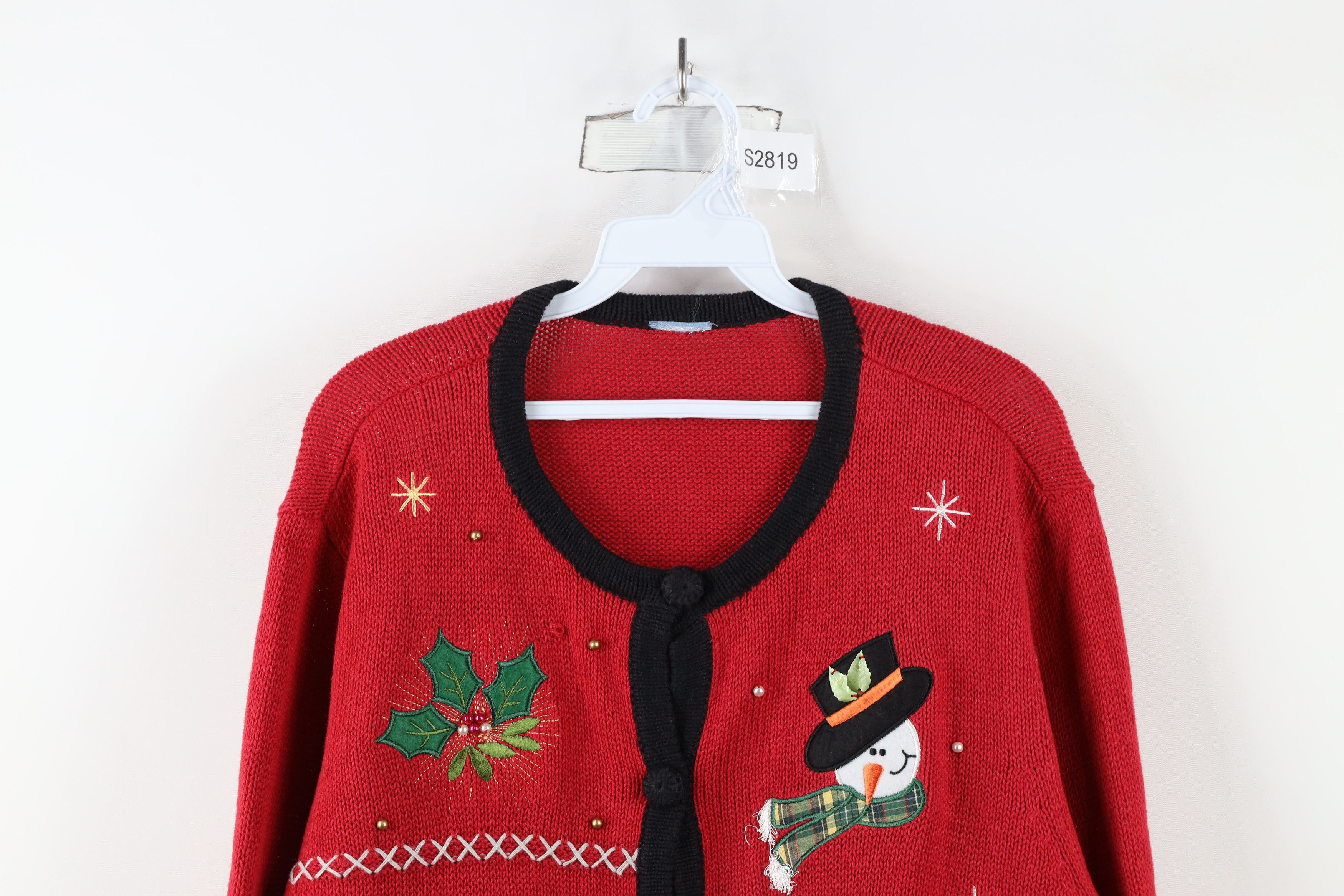 Vintage Vintage 90s Streetwear Christmas Snowman Cardigan Sweater Size XL / US 12-14 / IT 48-50 - 2 Thumbnail