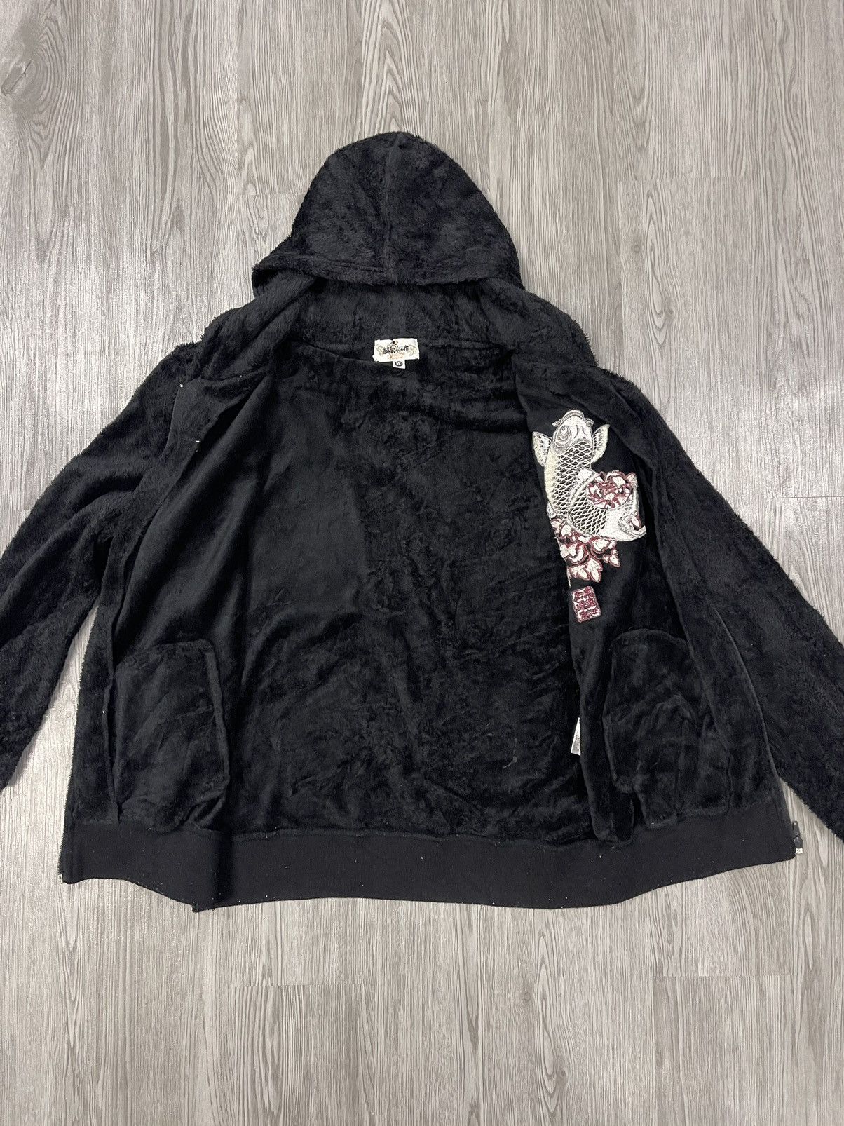 Karikuri Tamashi Koi Fish Embroidery Furry fleece hoodies