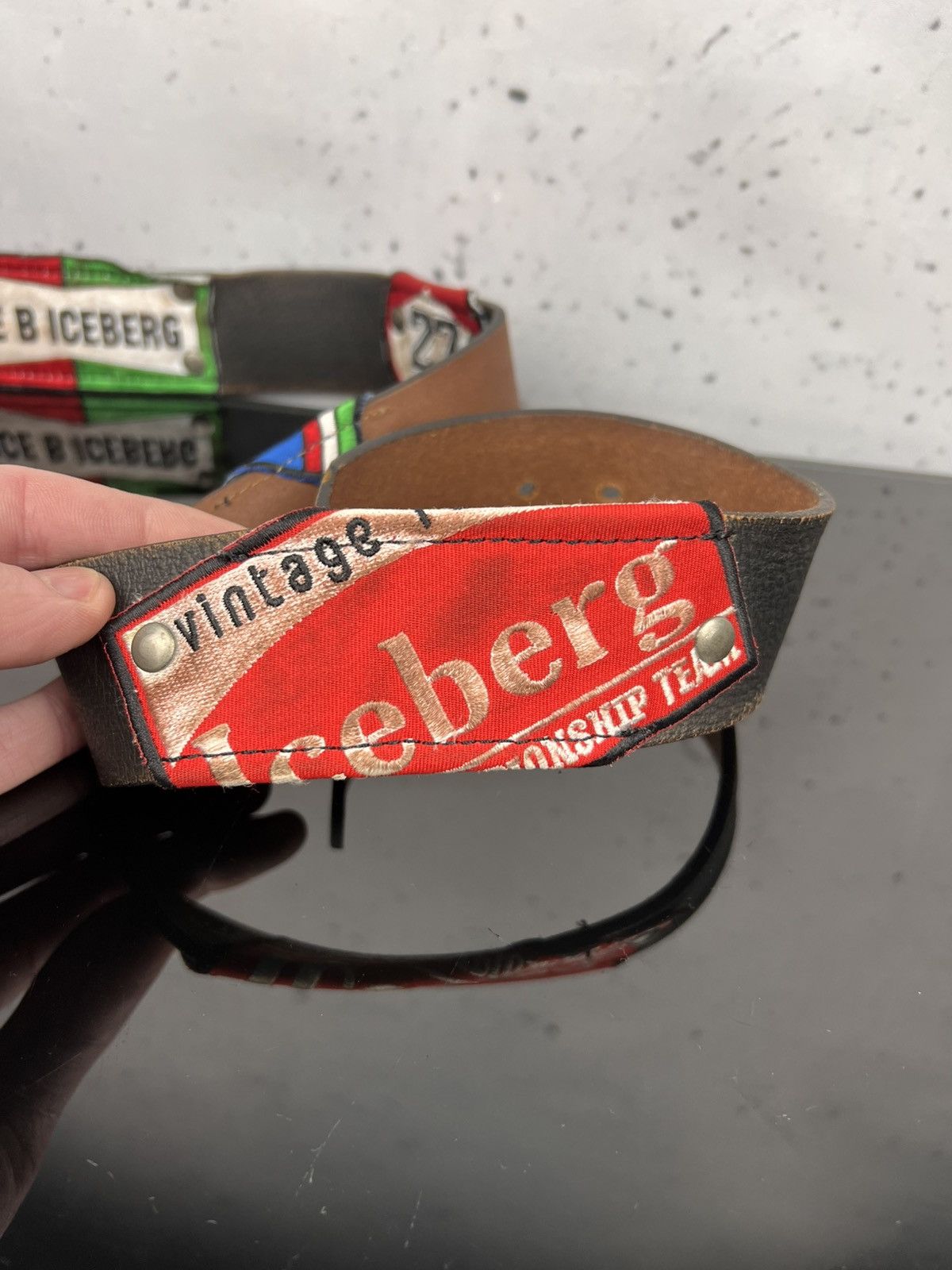 Iceberg Vtg Iceberg Racing Team Leather Patch Belt Rare Archive Size ONE SIZE - 9 Thumbnail