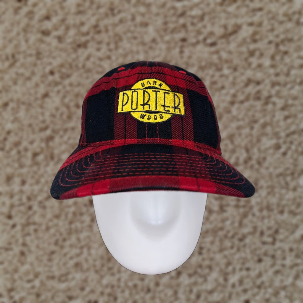 Vintage VINTAGE Porter Barn Wood Hat Cap Fitted Adult Small Red Plaid Embroidered Logo D Size ONE SIZE - 1 Thumbnail
