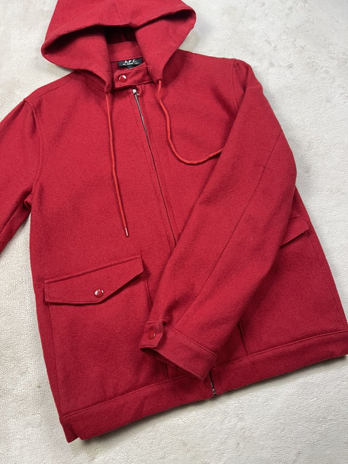 A.P.C. Vintage APC Detachable Hoodie Red Wool Jacket Size US XS / EU 42 / 0 - 5 Thumbnail