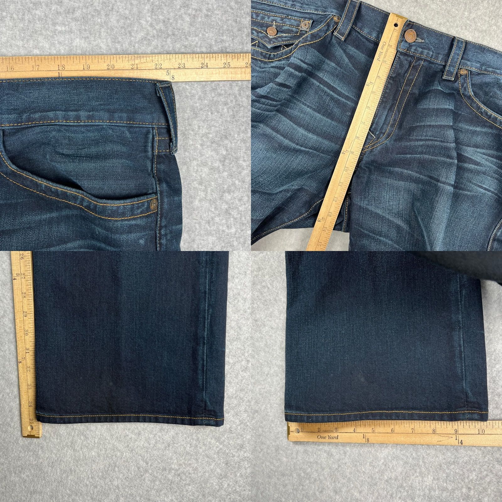 True Religion True Religion Billy Bootcut Jeans 42x35 Mens Blue USA Made Flap Pockets Pants Size US 42 / EU 58 - 8 Thumbnail