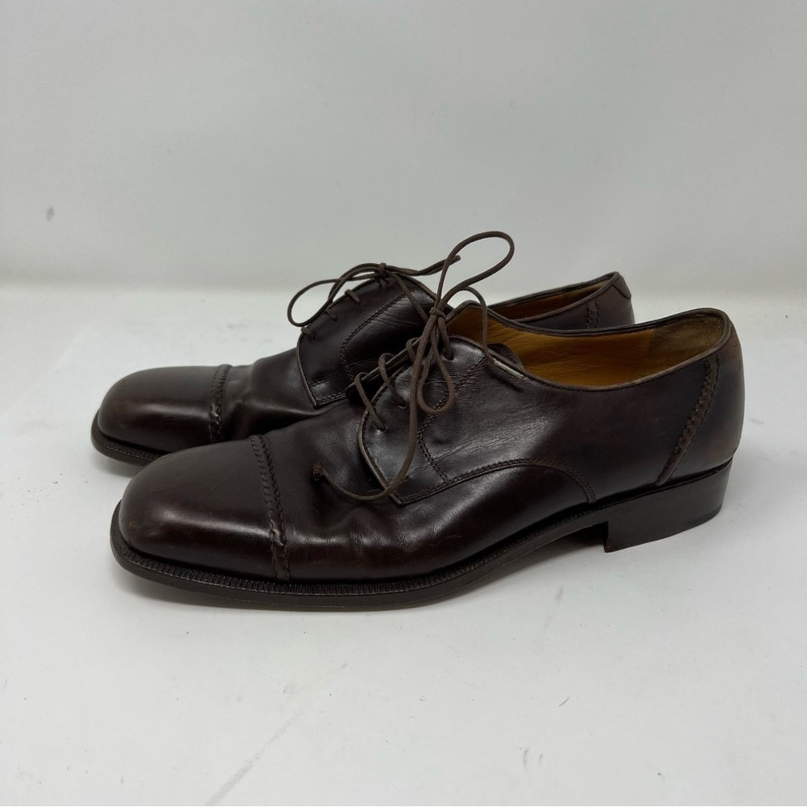 Bally Bally men’s brown leather square toe box Oxford shoes sz 7.5 Size US 7.5 / EU 40-41 - 2 Thumbnail