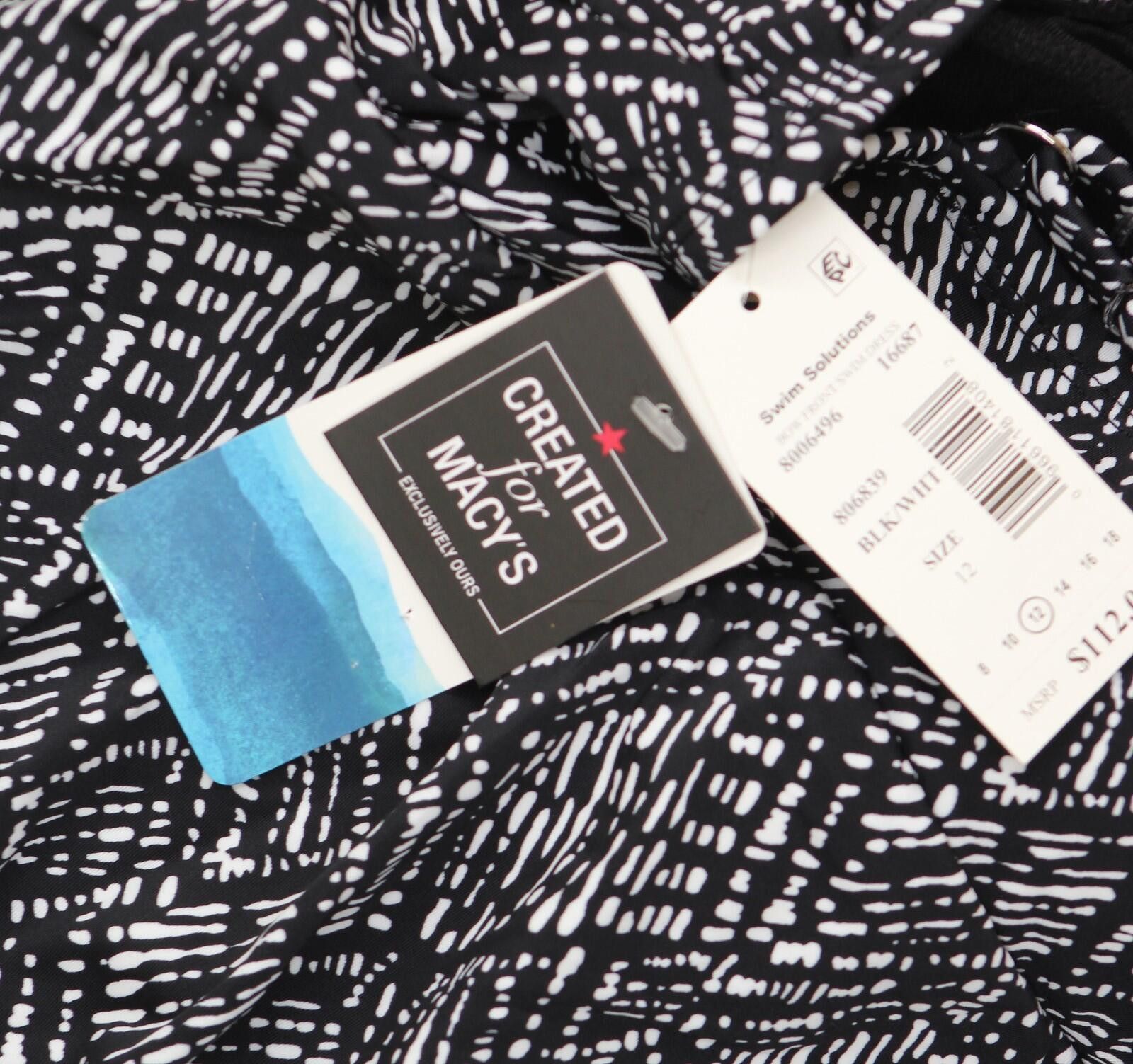 Other Nwt Swim Solutions One Swimdress Swimsuit Black / White 12 Size ONE SIZE - 3 Thumbnail