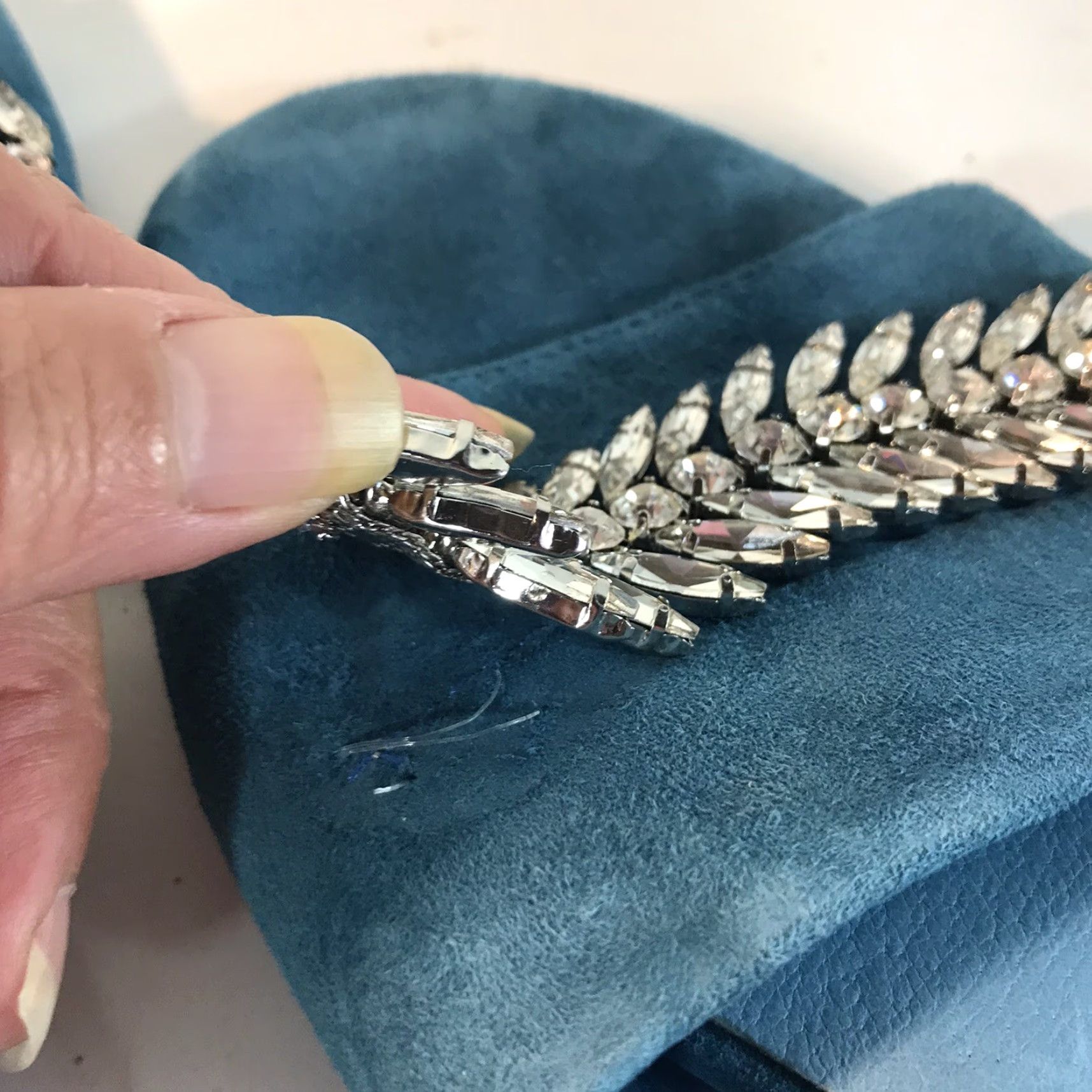 Matisse VINTAGE Matisse Women’s Flats Slide Size 8M Suede Blue Rhinestones Casual Dress Sandal Size US 8 / IT 38 - 4 Thumbnail