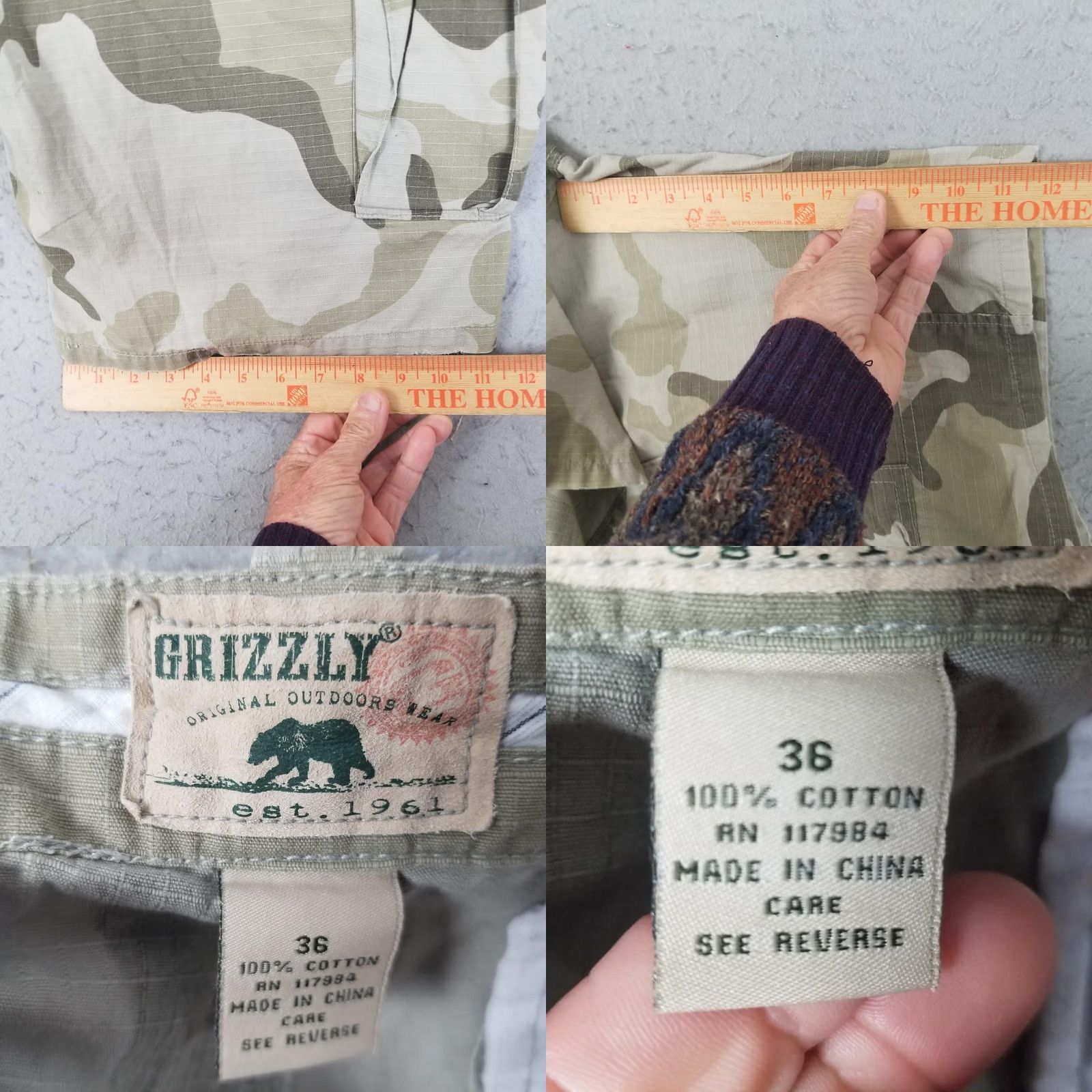 Vintage Grizzly Cargo Shorts Mens 36 Beige Camo Ripstop Outdoor Hiking Belted Cotton Size US 36 / EU 52 - 9 Thumbnail