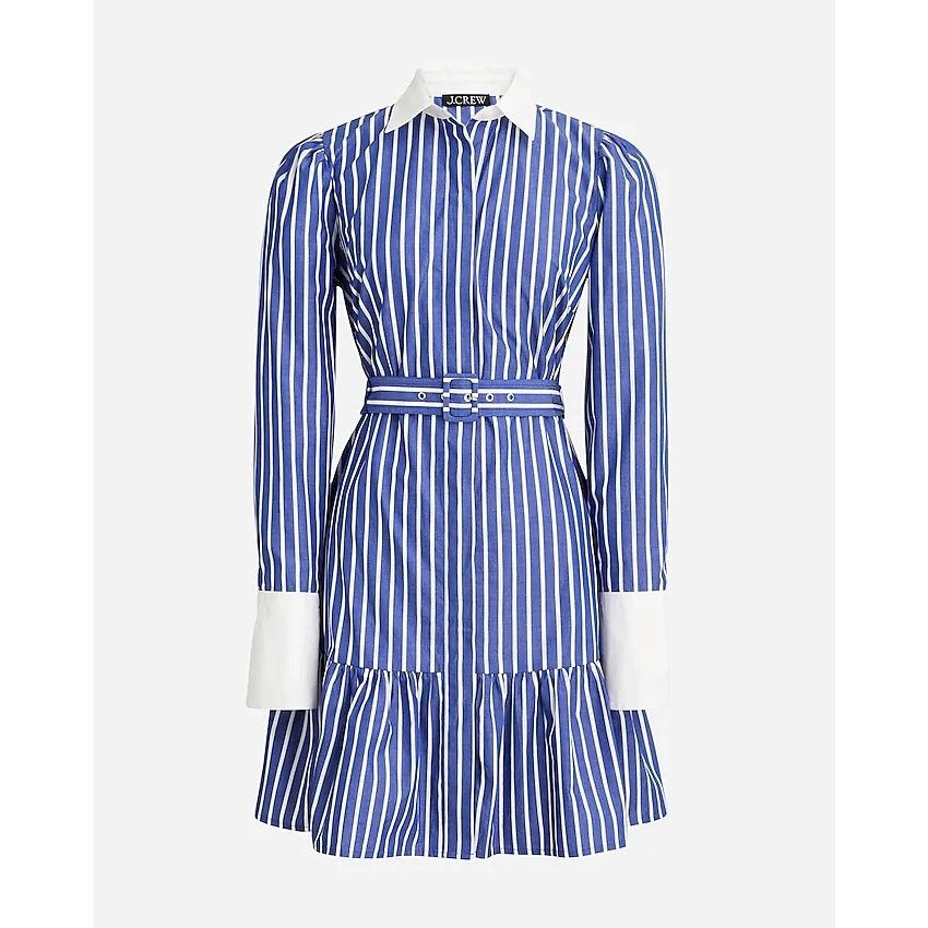 J.Crew NWT J.Crew Tiered Shirtdress Cotton Poplin Blue White Size 6 Size M / US 6-8 / IT 42-44 - 2 Thumbnail