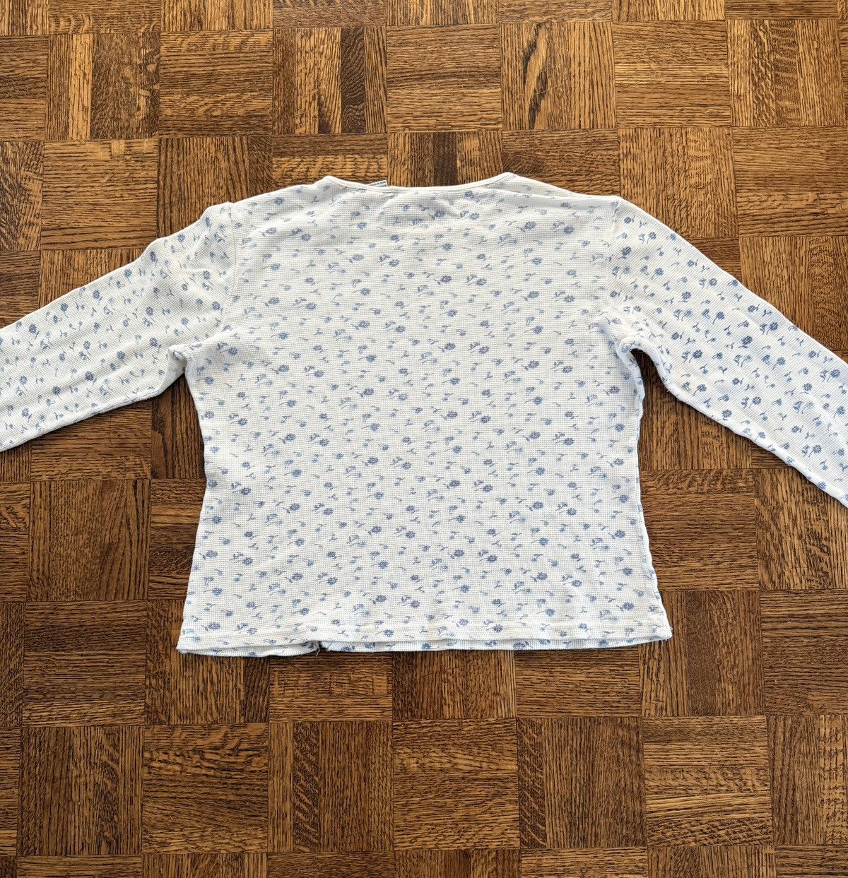 Vintage Vintage Floral Print Waffle Knit Thermal Shirt Size S / US 4 / IT 40 - 3 Thumbnail