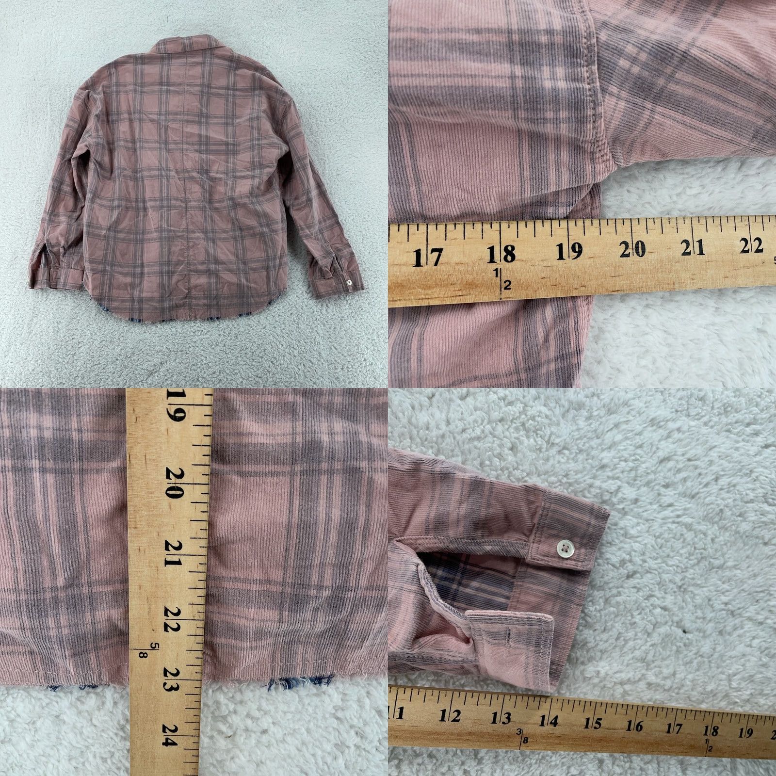 Lucky Brand Lucky Brand Shirt Womens XS Pink Blue Plaid Collared Button Up Raw Hem 7W44753 Size XS / US 0-2 / IT 36-38 - 8 Thumbnail