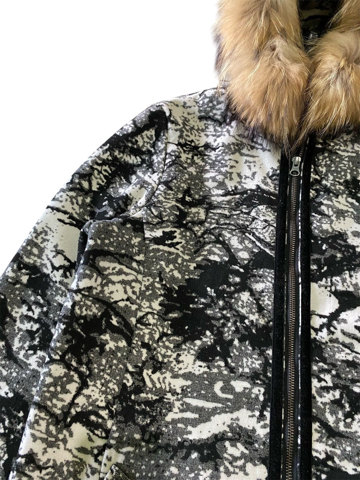 Japanese Brand Fur Raymayers Fabric From ITALY Monochrome Jacket Zip Hoodie Size US M / EU 48-50 / 2 - 3 Thumbnail
