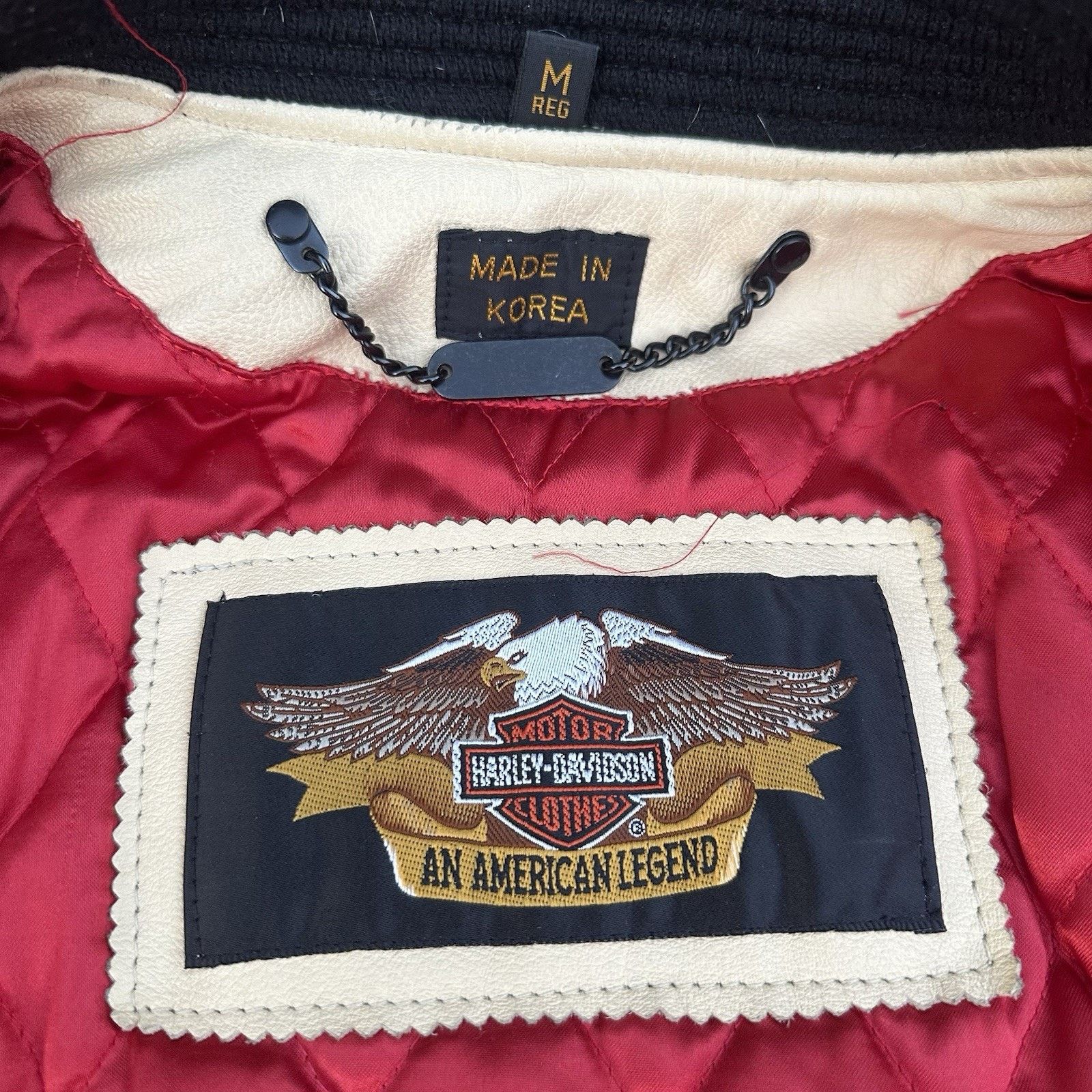 Harley Davidson × Vintage Vintage Harley Davidson Black Leather Wool Varsity Jacket Size US M / EU 48-50 / 2 - 7 Thumbnail