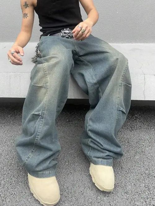 Japanese Brand Faded Baggy Denim Jeans Loose fit Size US 30 / EU 46 - 1 Thumbnail