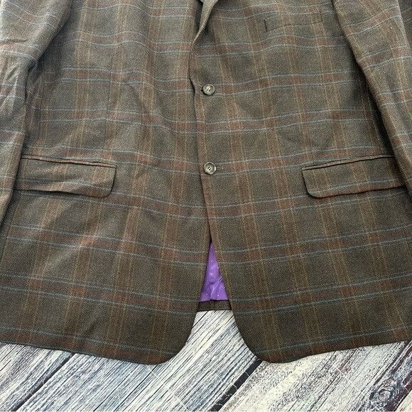 Other CHAGALL De France 100% Wool Brown Plaid Men's Blazer - Class Size 50L - 4 Thumbnail