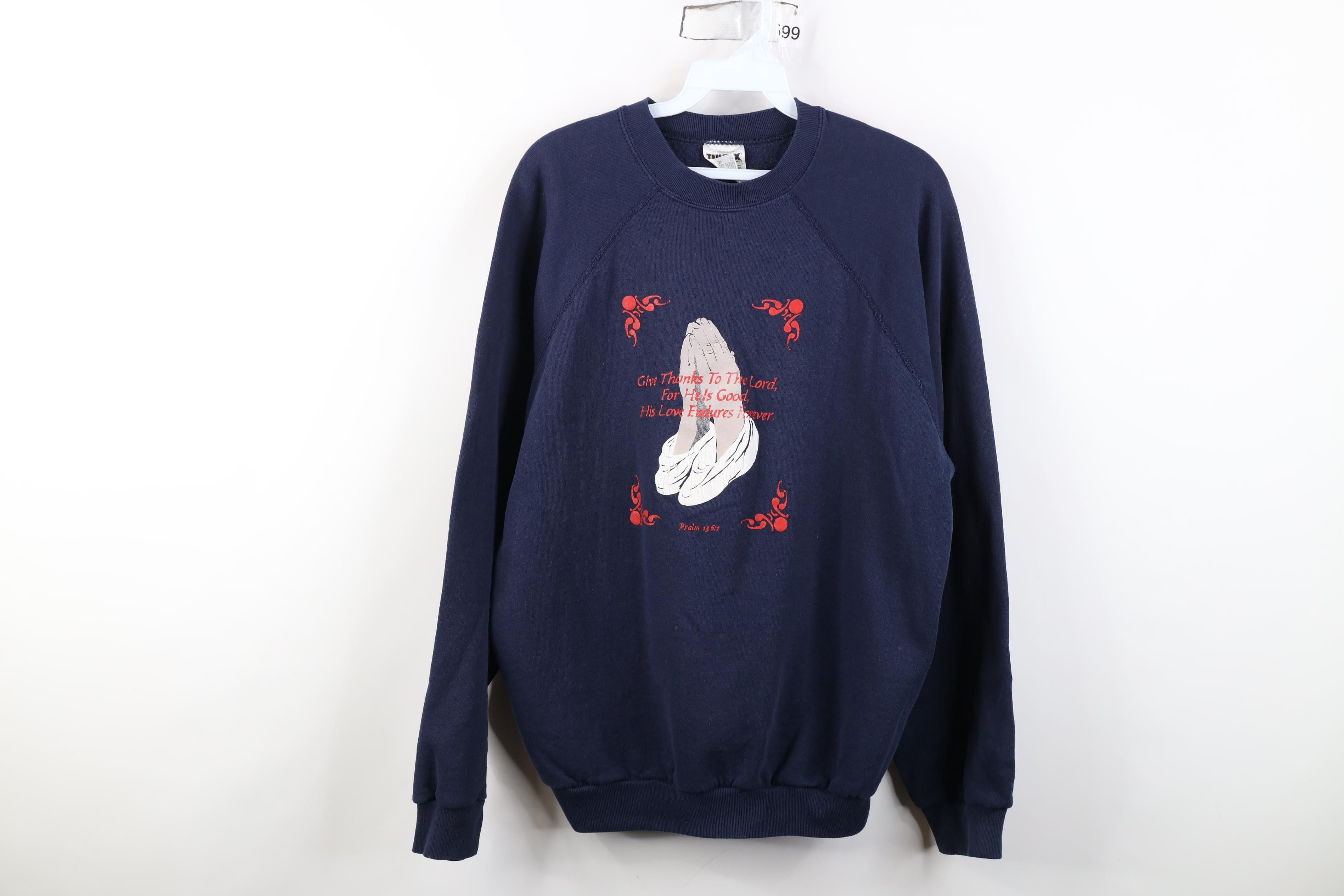 Vintage Vintage 90s Jesus Christian Psalm 13 6:1 Crewneck Sweatshirt Size XL / US 12-14 / IT 48-50 - 1 Thumbnail