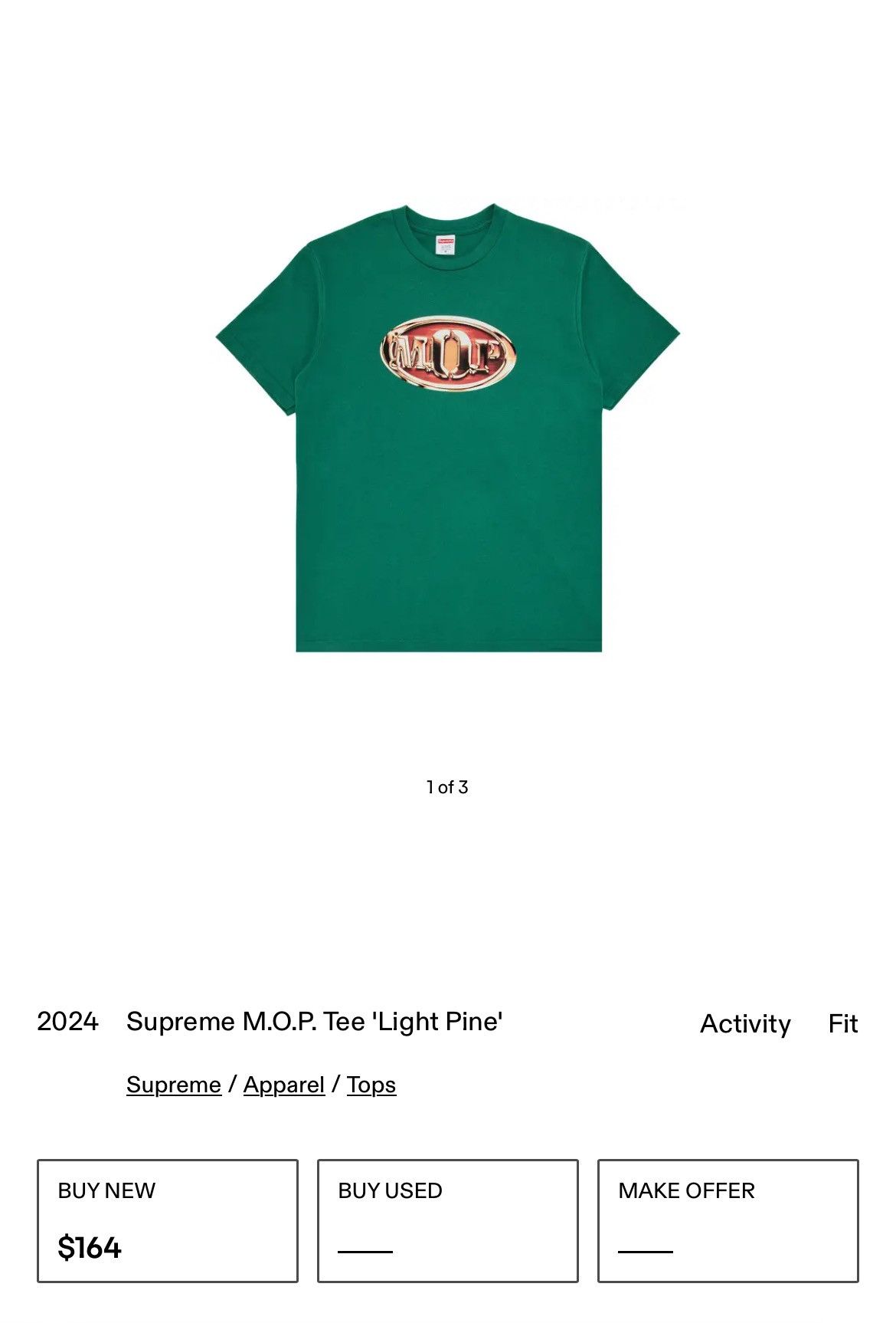 Supreme Supreme M.O.P. Ante Up Tee Shirt Light Pine FW24 Size US M / EU 48-50 / 2 - 4 Thumbnail