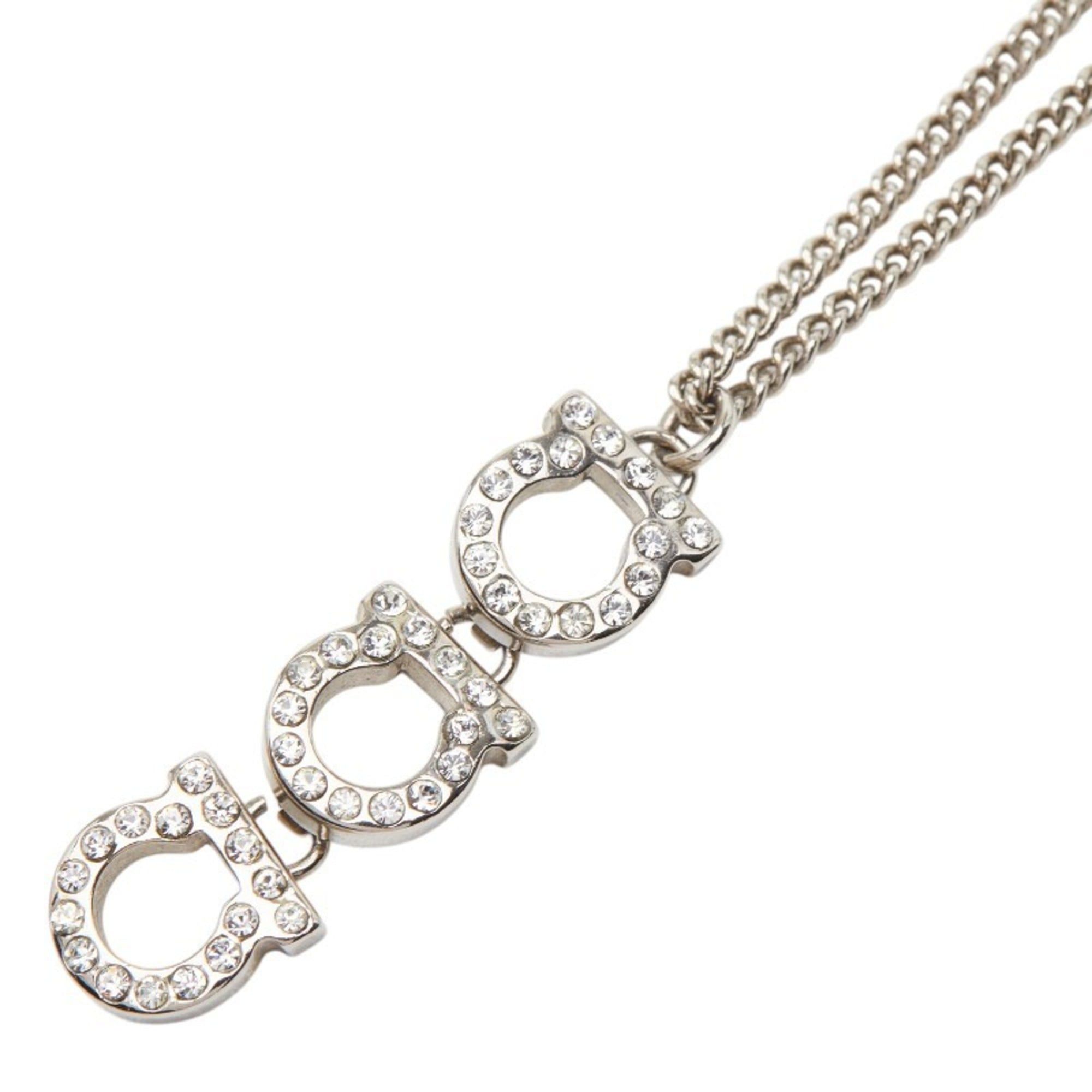 Salvatore Ferragamo Salvatore Ferragamo Gancini Necklace, Silver Metal Rhinestone, Women's Size ONE SIZE - 1 Thumbnail