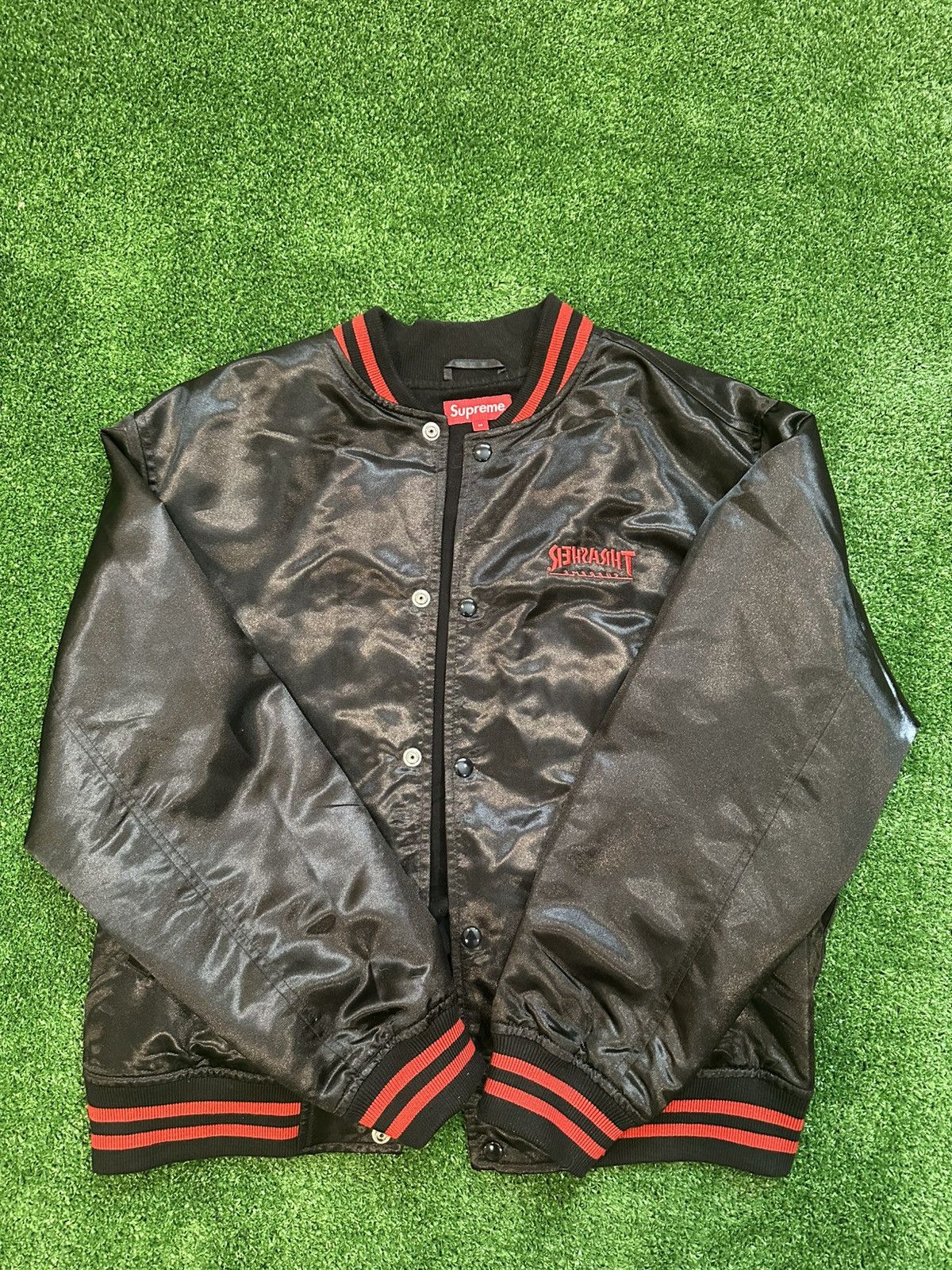 Supreme × Thrasher Supreme x Thrasher Satin Varsity Jacket Size US M / EU 48-50 / 2 - 2 Thumbnail