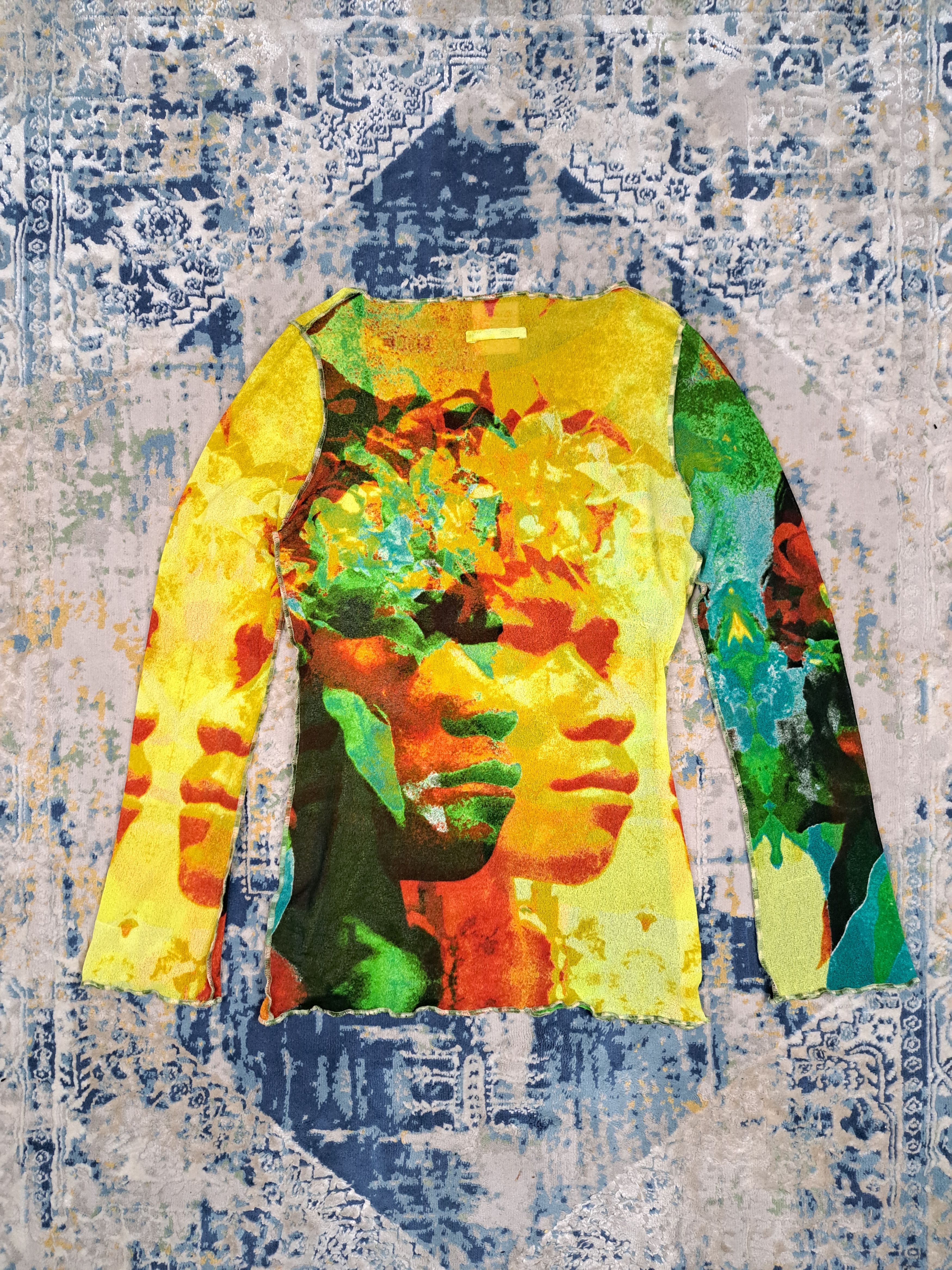 Jean Paul Gaultier SS 2000 Jean Paul Gaultier Psychedelic Faces LSD Mesh Top Size M / US 6-8 / IT 42-44 - 8 Thumbnail