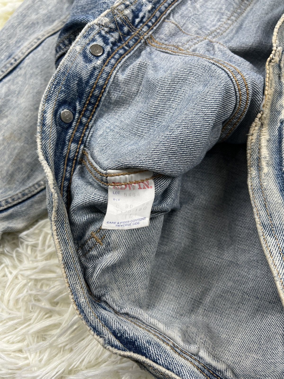 Edwin Vintage Edwin Faded Distressed Denim Jacket Size US L / EU 52-54 / 3 - 15 Thumbnail