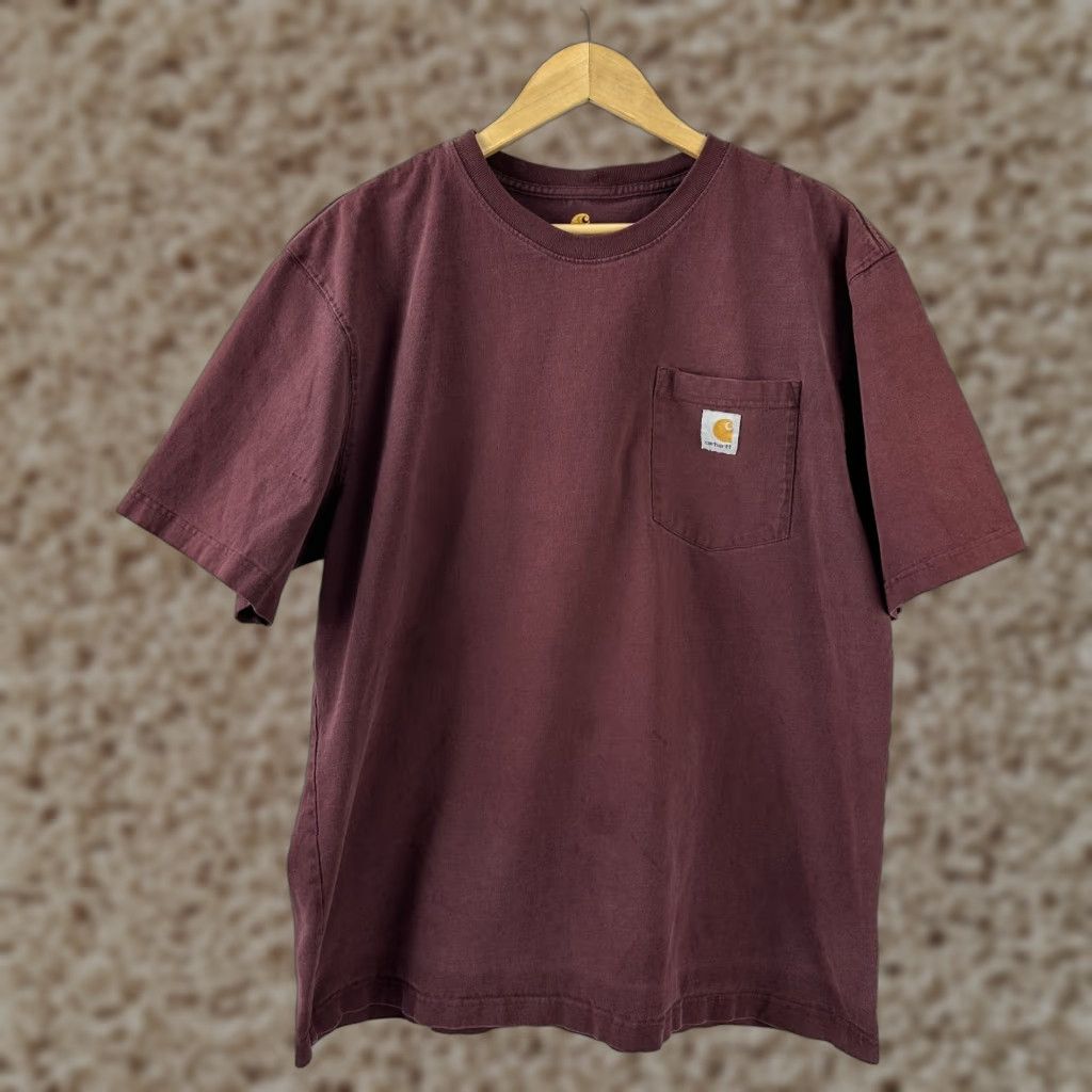 Carhartt Carhartt Men's T-Shirt Large Purple Short Sleeve Logo Pocket Crew Neck Classic Workwear Size US L / EU 52-54 / 3 - 1 Thumbnail