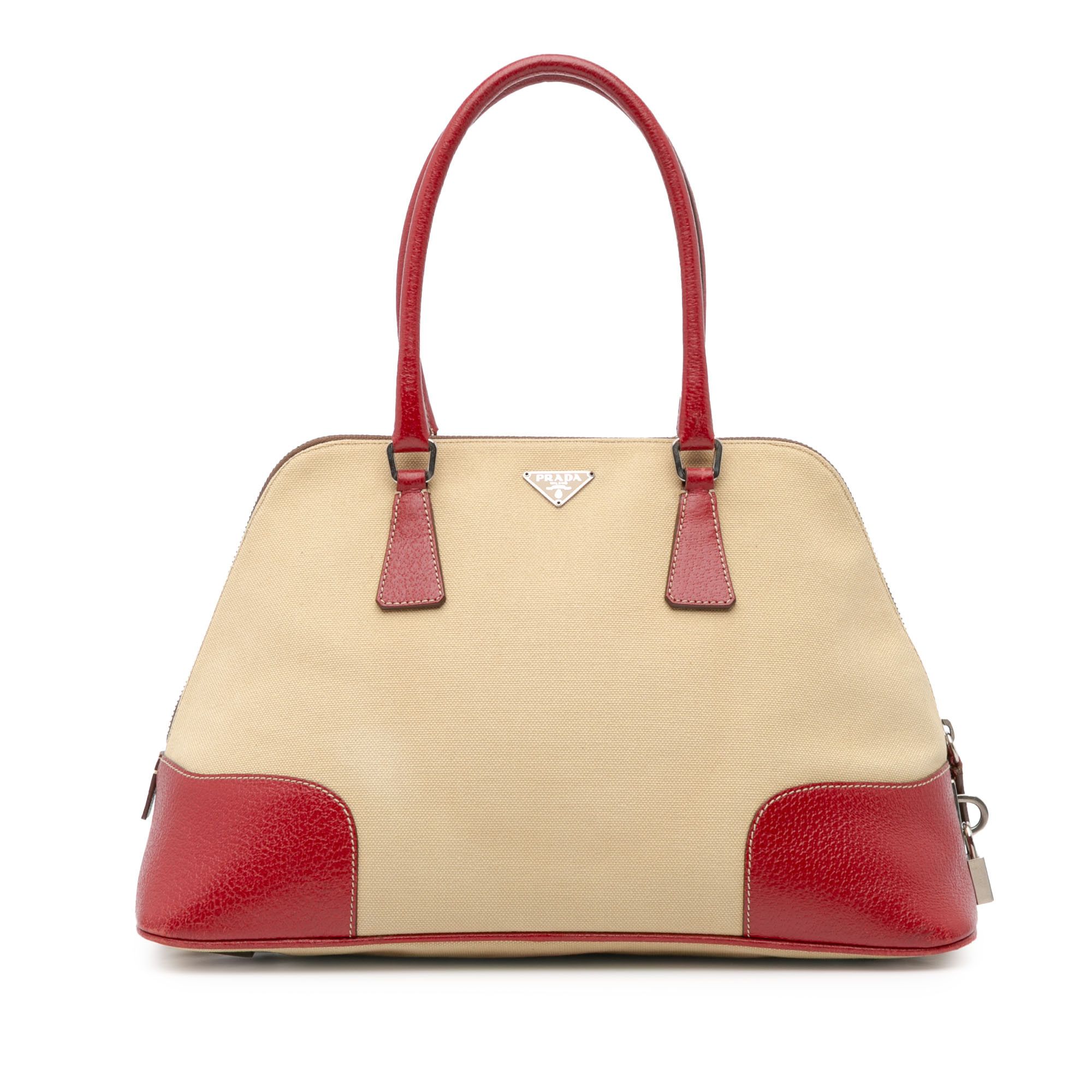 Prada Cinghiale Trimmed Canapa Handbag