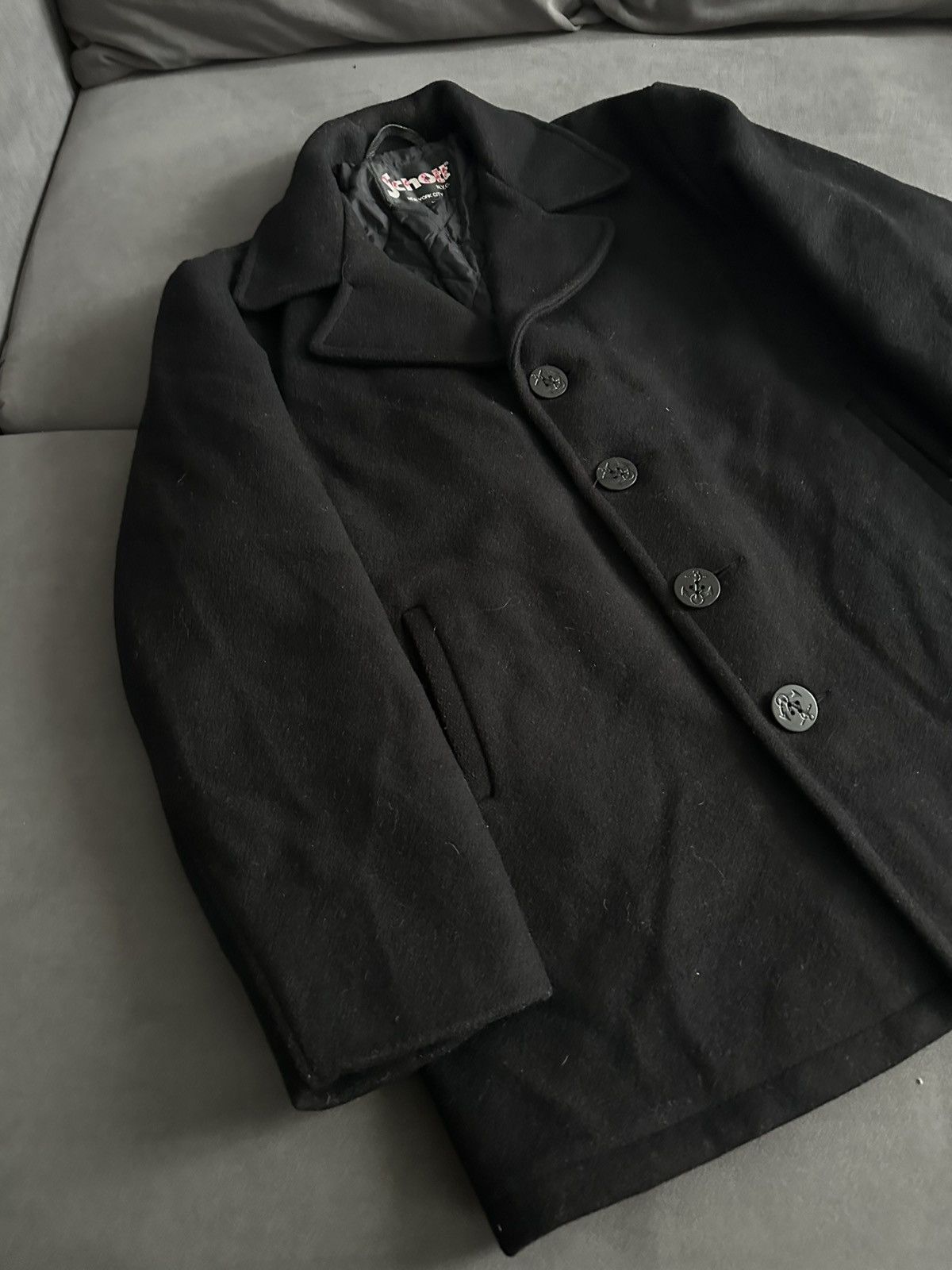 Schott Vintage Schott Jacket Black Made In USA NYC Car Coat Wool Size US L / EU 52-54 / 3 - 2 Thumbnail