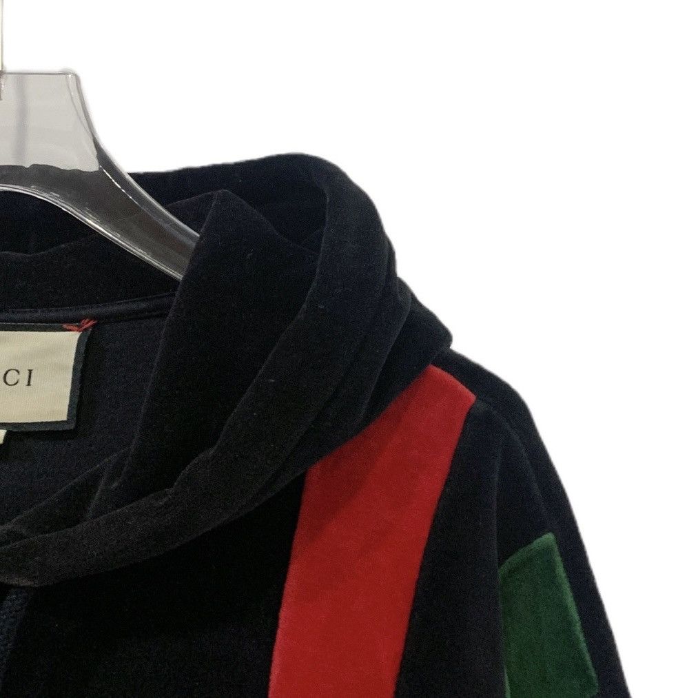 Gucci Gucci Black Red-Green Stripe Velvet Hooded Sweatshirt K26WX Size S / US 4 / IT 40 - 3 Thumbnail