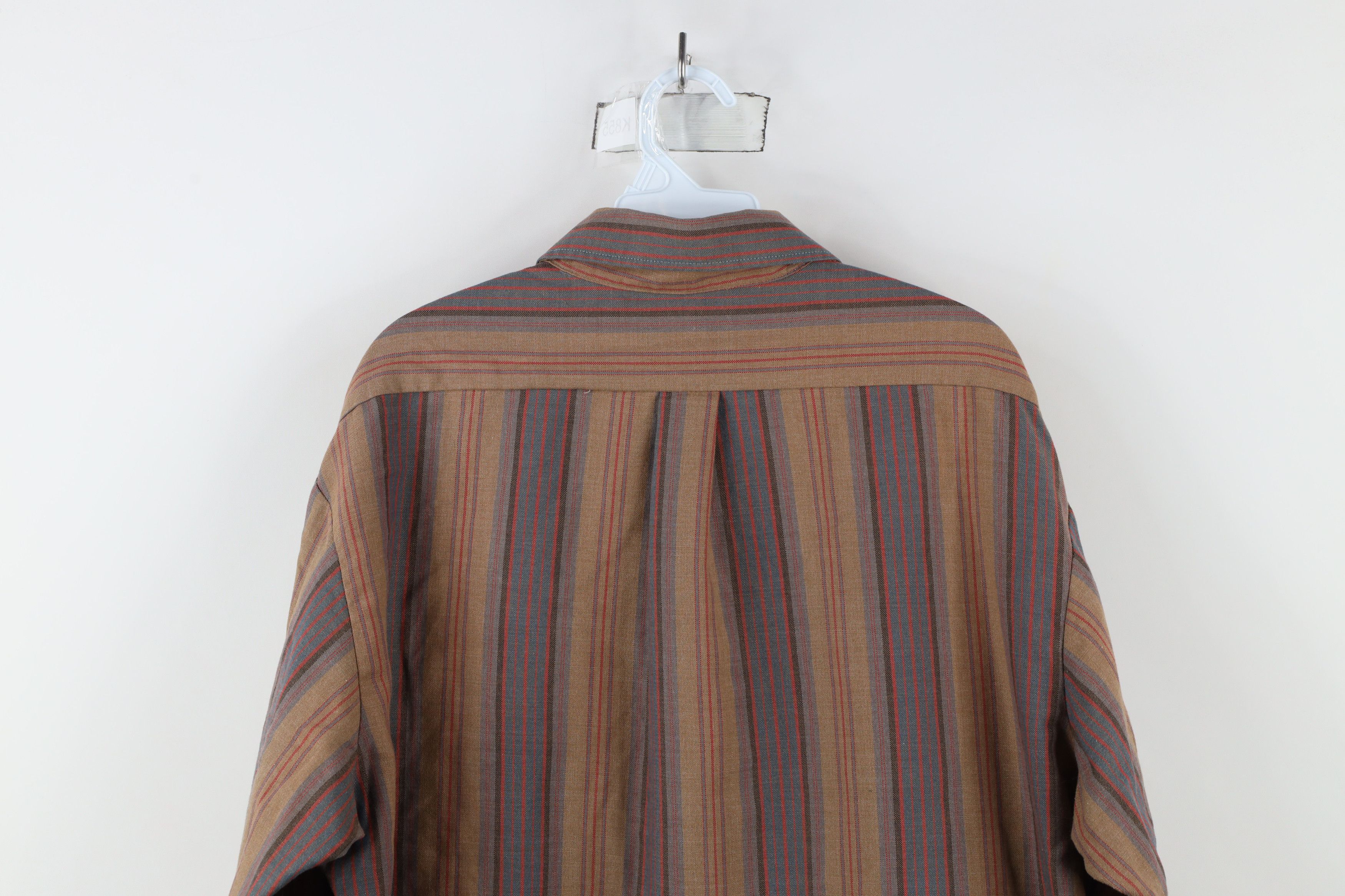 Vintage Vintage 90s Streetwear Earth Tone Striped Button Down Shirt Size US XL / EU 56 / 4 - 8 Thumbnail