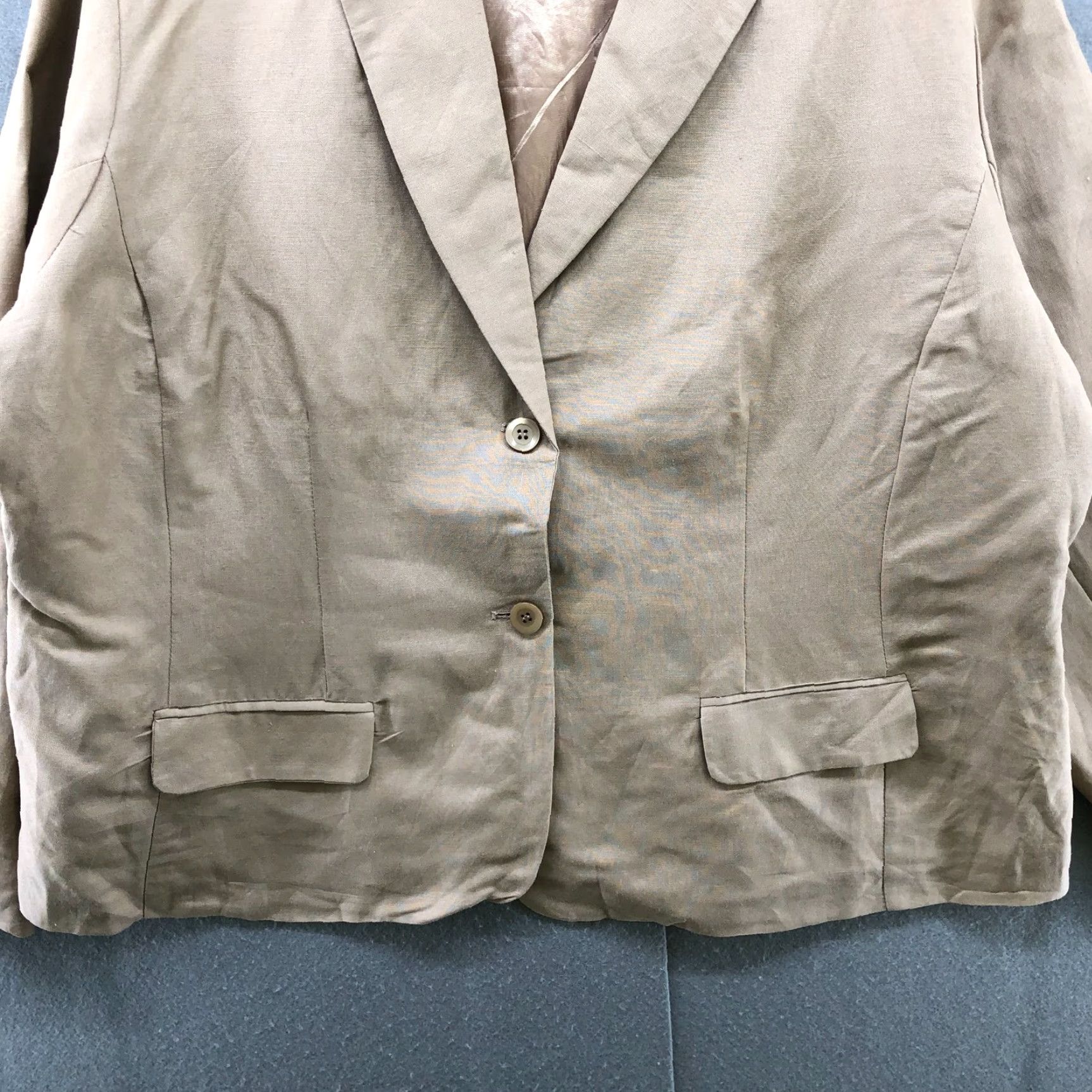 Vintage Ashley Stewart Blazer Womens 22W Beige Linen Blend 2 Button Career Casual Blazer Size 3XL / US 20-22 - 4 Thumbnail