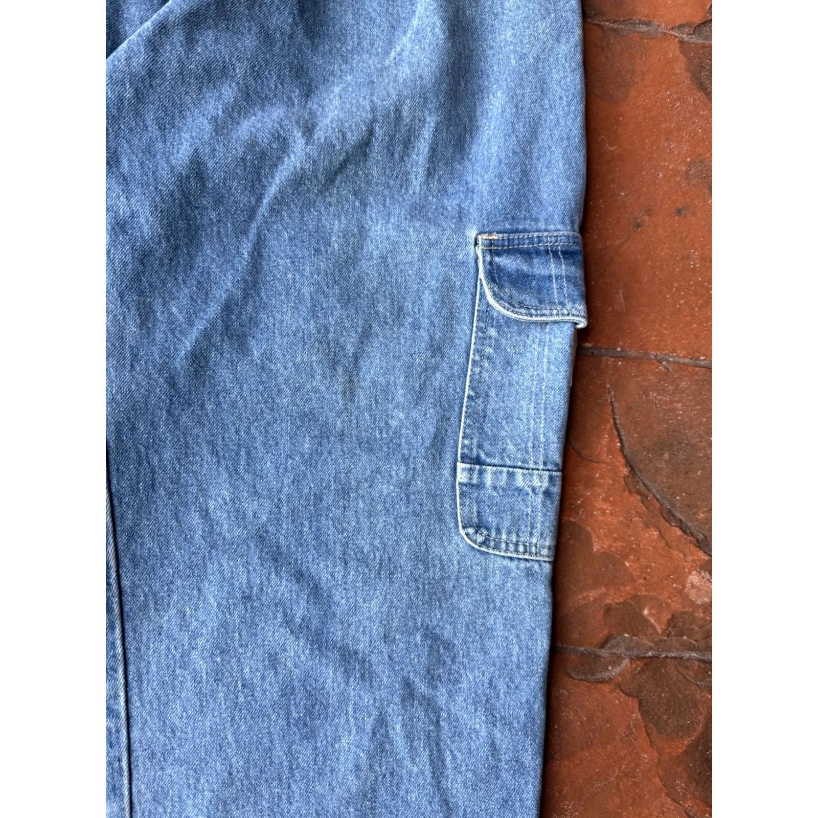 Vintage VINTAGE Kansas Jeans Cargo Baggy Distressed 90s Y2K Mens 36x33 Blue Cotton Straight Relaxed Cargo Pocket 33 Inseam Mens Size US 36 / EU 52 - 6 Thumbnail