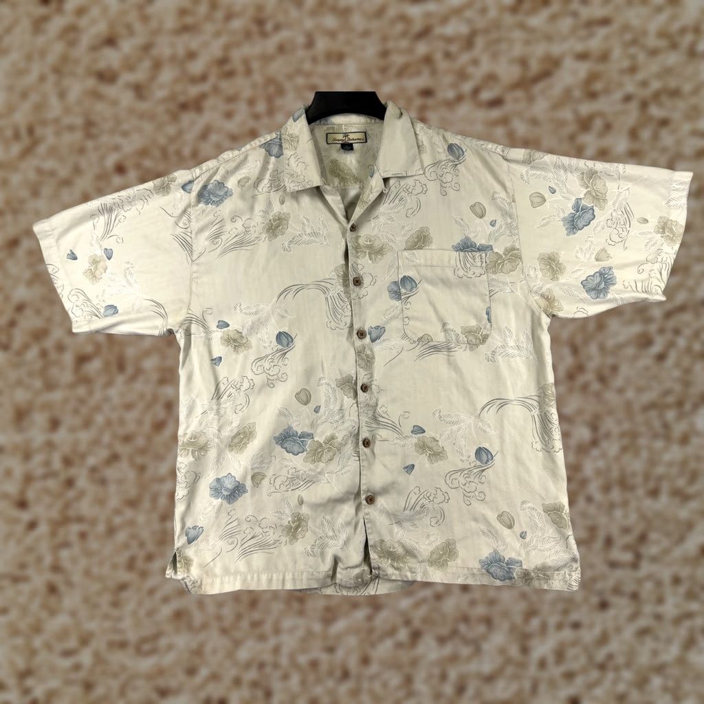 Tommy Bahama Tommy Bahama Shirt Men XL Ivory Floral 100% Silk Hawaiian Button-Up Short Sleeve Casual Beach Vacation Resort Mens Size US XL / EU 56 / 4 - 1 Thumbnail