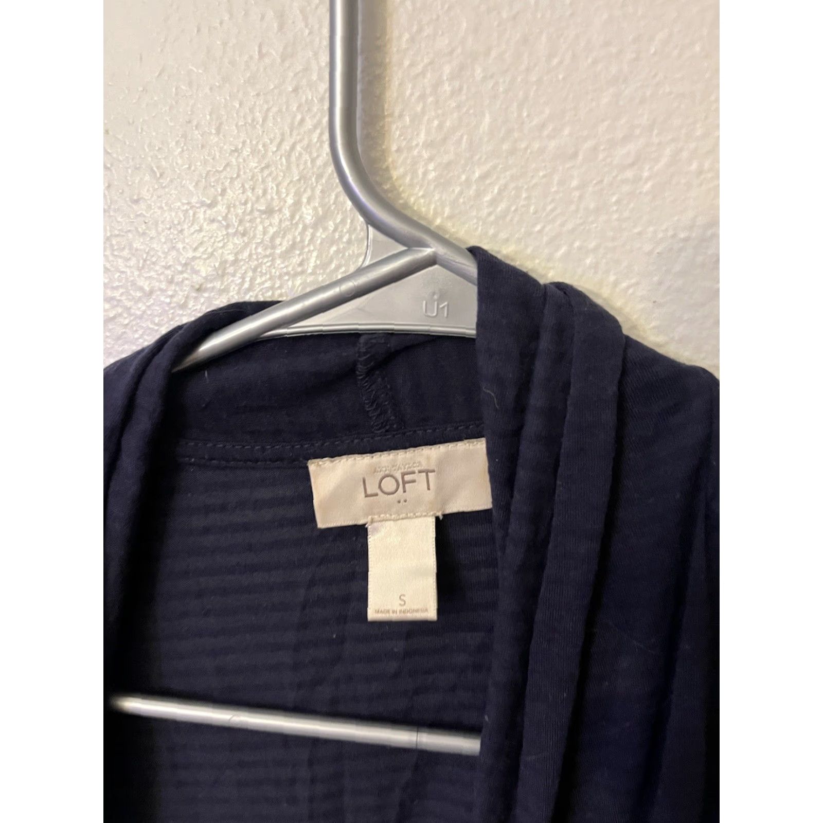 Ann Taylor LOFT Cardigan Sweater Blue Open Front Long Sleeve Size S Womens Knit Cotton Blend Size S / US 4 / IT 40 - 3 Thumbnail