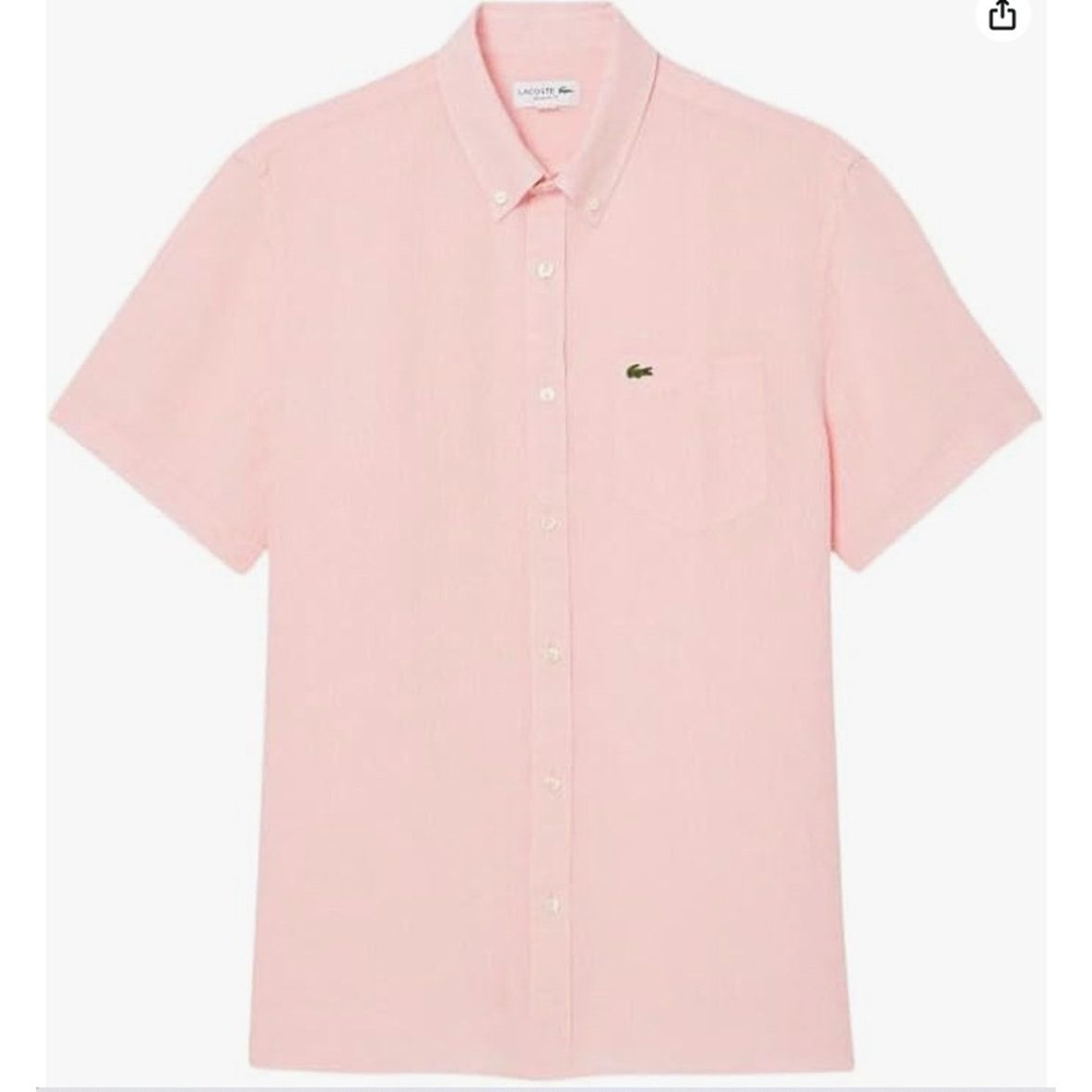 Lacoste Lacoste Men's Regular Fit Linen Casual Button Shirt Pink XL Size US XL / EU 56 / 4 - 3 Thumbnail