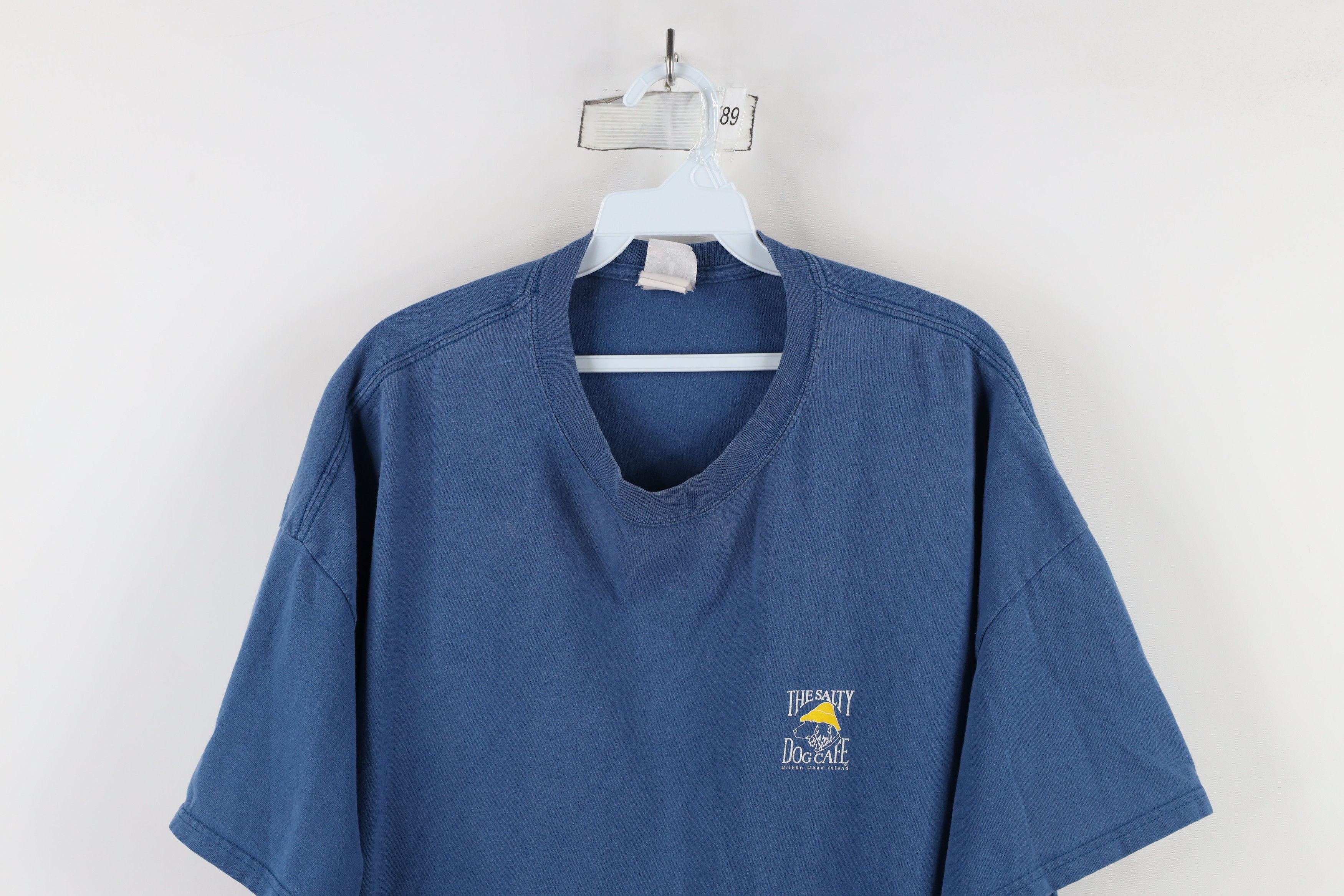 Vintage Vintage 90s Spell Out The Salty Dog Cafe T-Shirt Blue Cotton Size US XXL / EU 58 / 5 - 2 Thumbnail